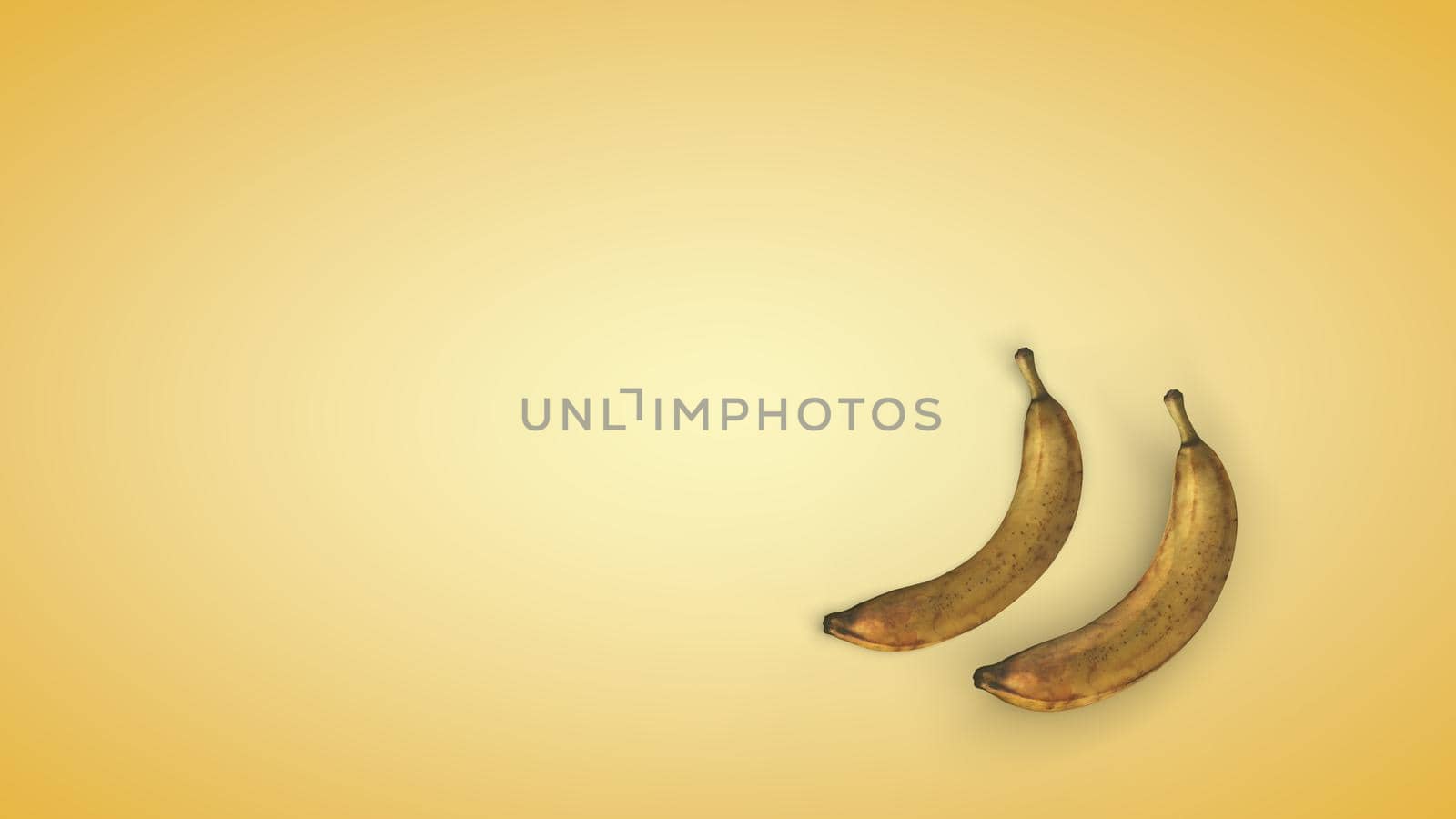 Ripe banana on a yellow background. 3D rendering by TIS