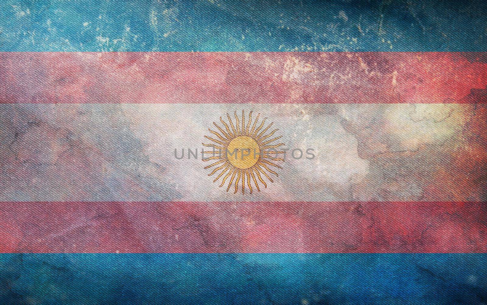 Top view of retro flag of Argentina, Transgender with grunge texture, no flagpole. Plane design, layout. Flag background. Freedom and love concept. Pride month, activism, community and freedom