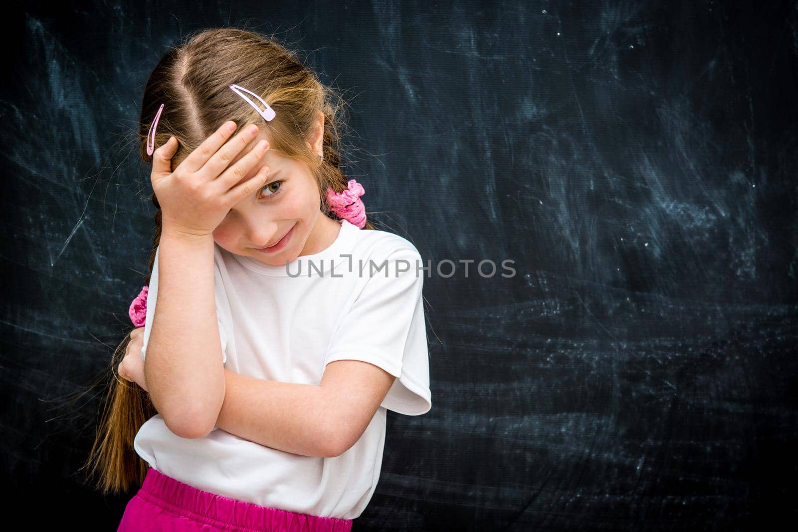 little girl on the background of school board by GekaSkr