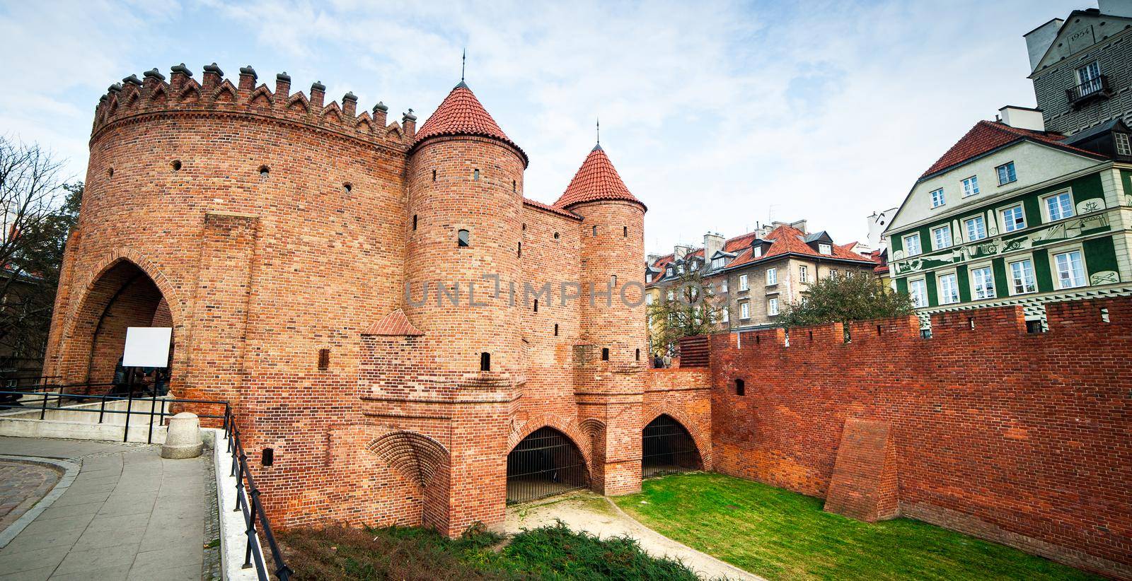 Barbican fortress in the historic center of Warsaw