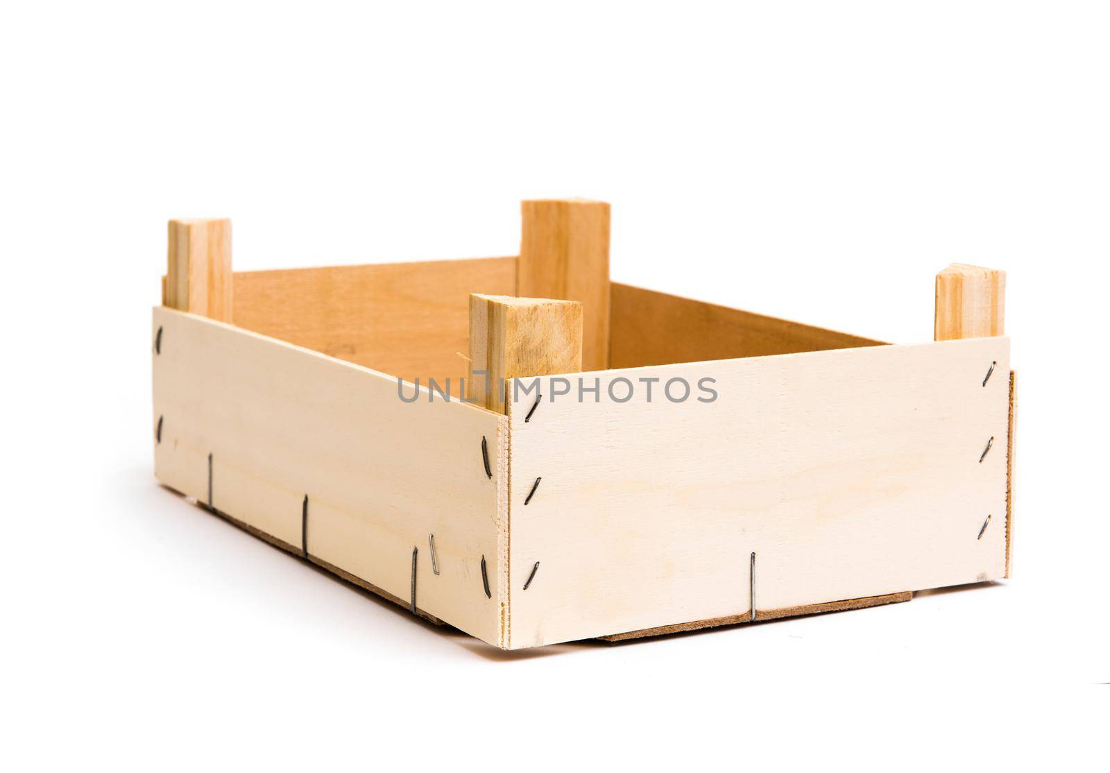 Wooden empty box isolated on a white background