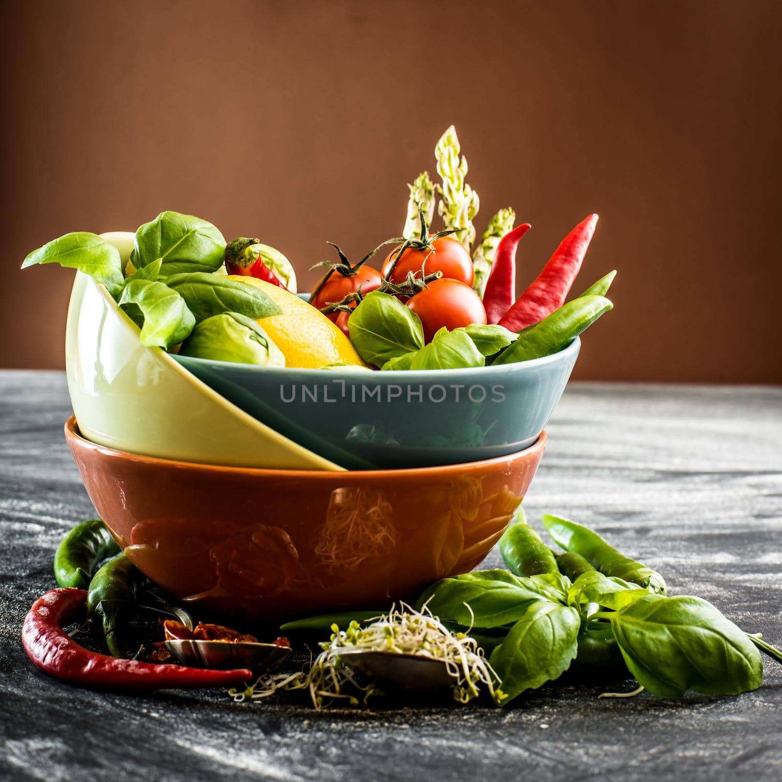 Fresh vegetables in a bowl by GekaSkr