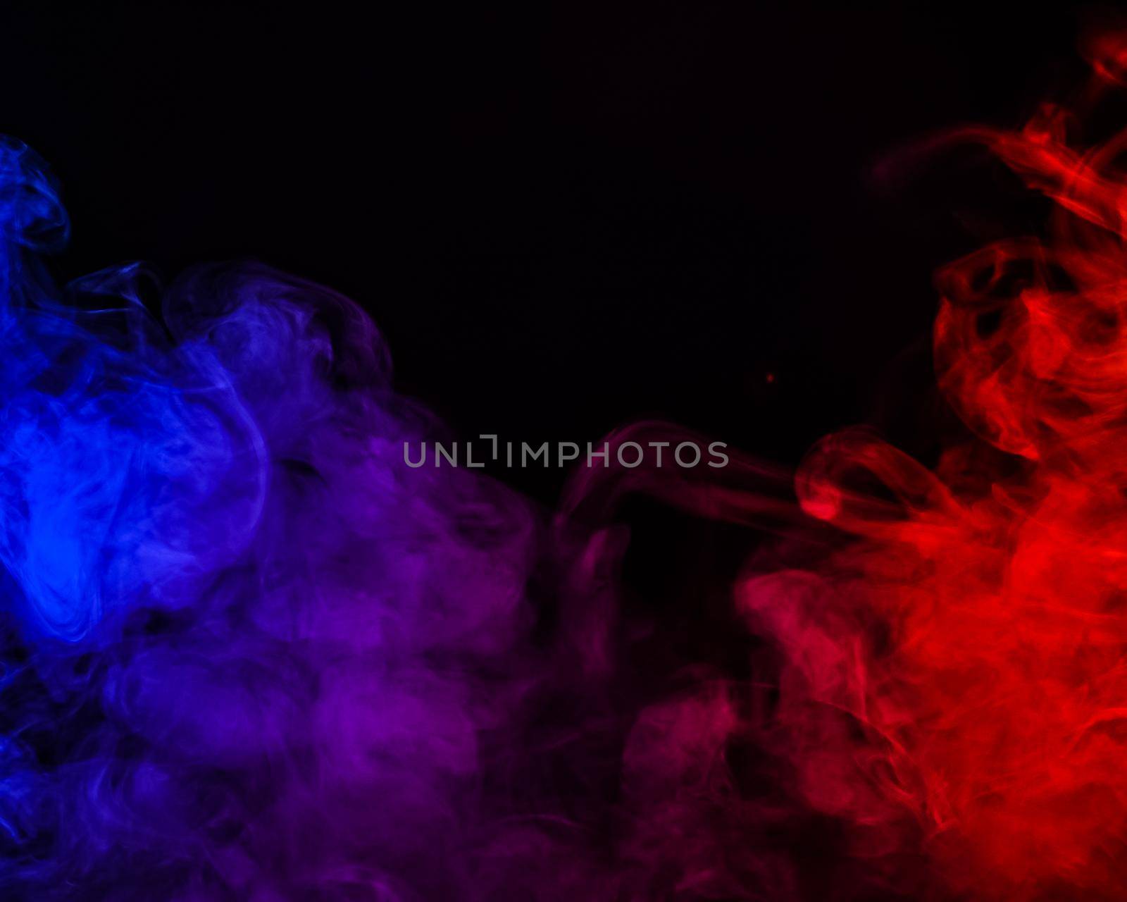 Fog in red blue neon light on black background