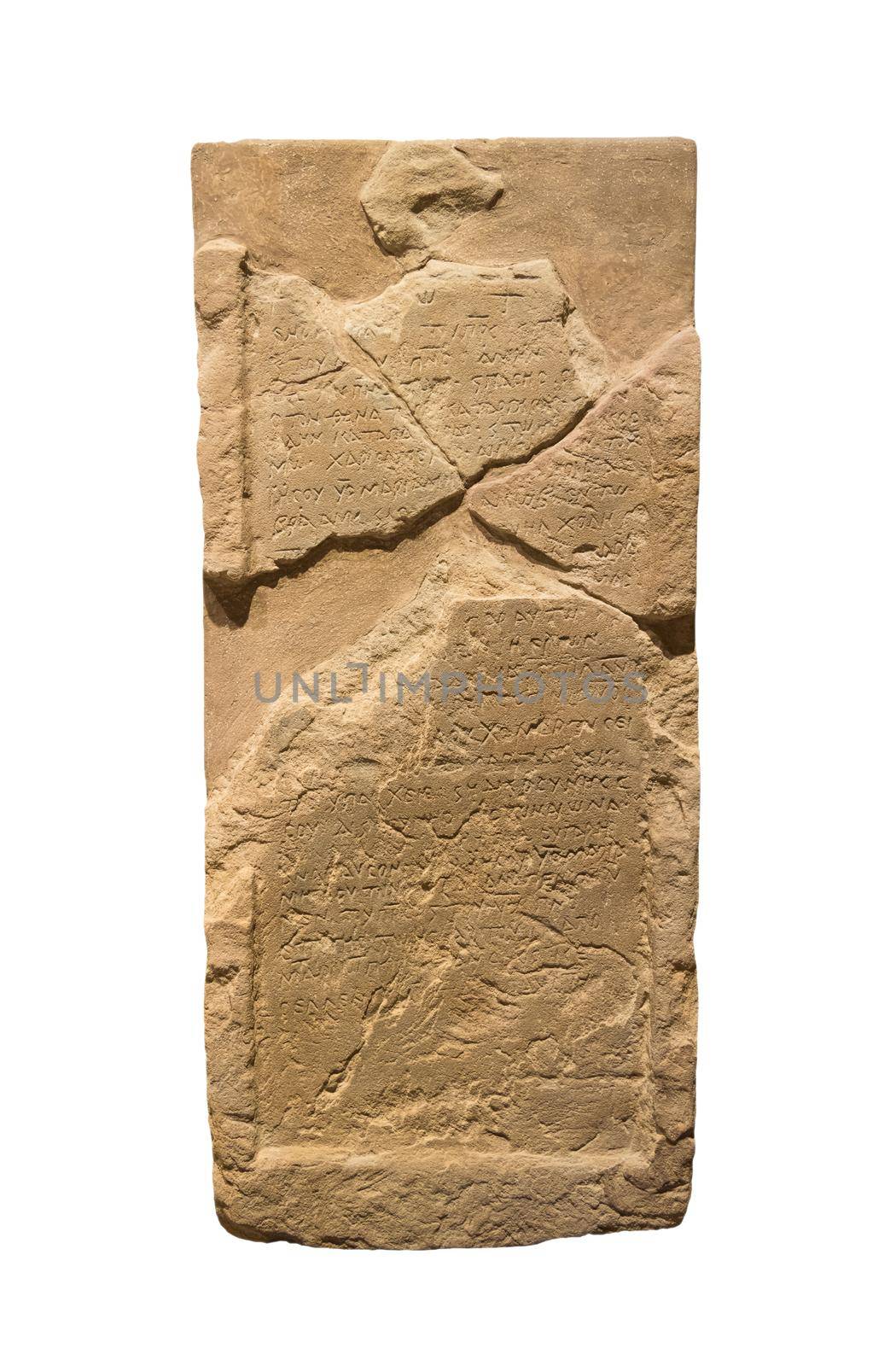 ancient stones with inscriptions isolated on a white background