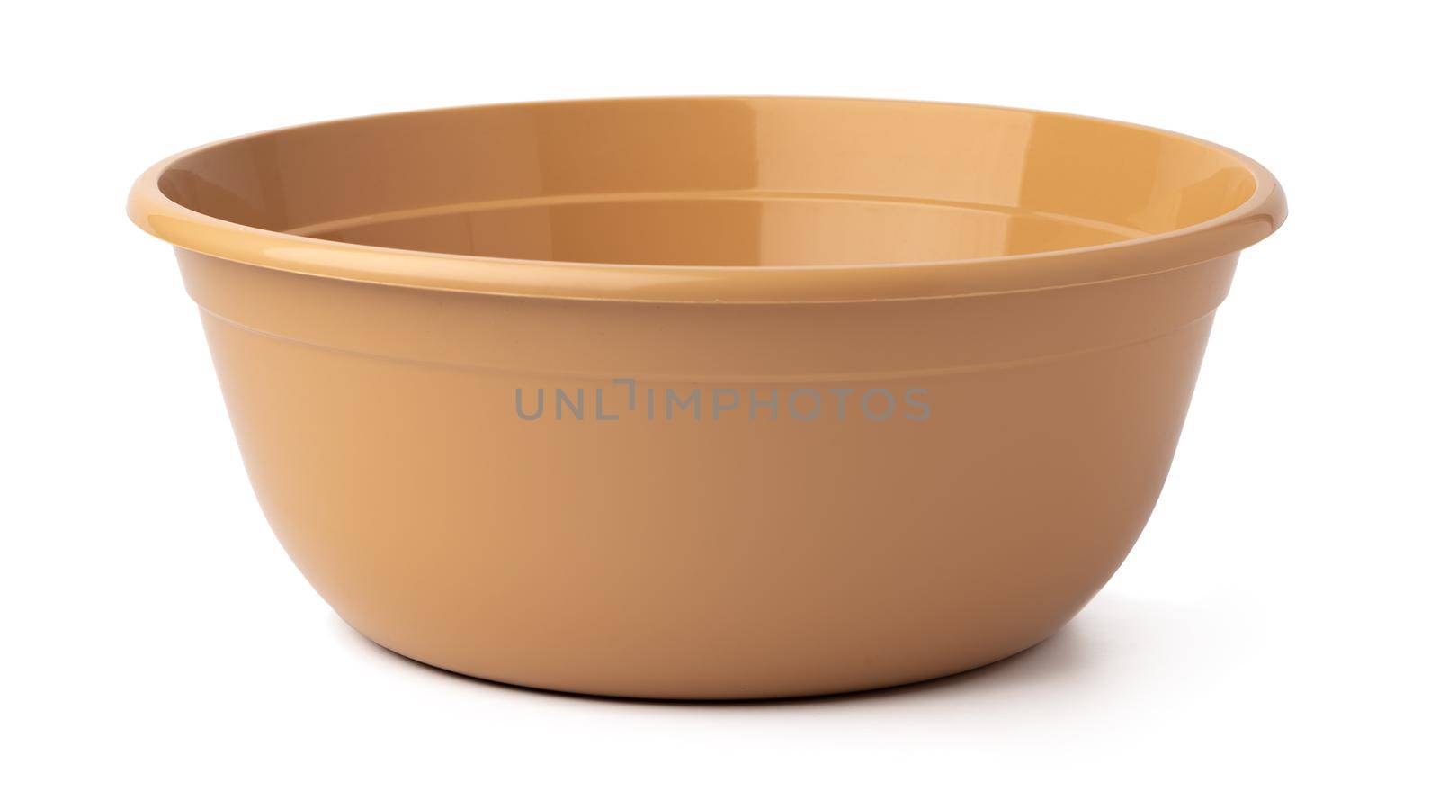 Plastic empty basin isolated on white background, close up