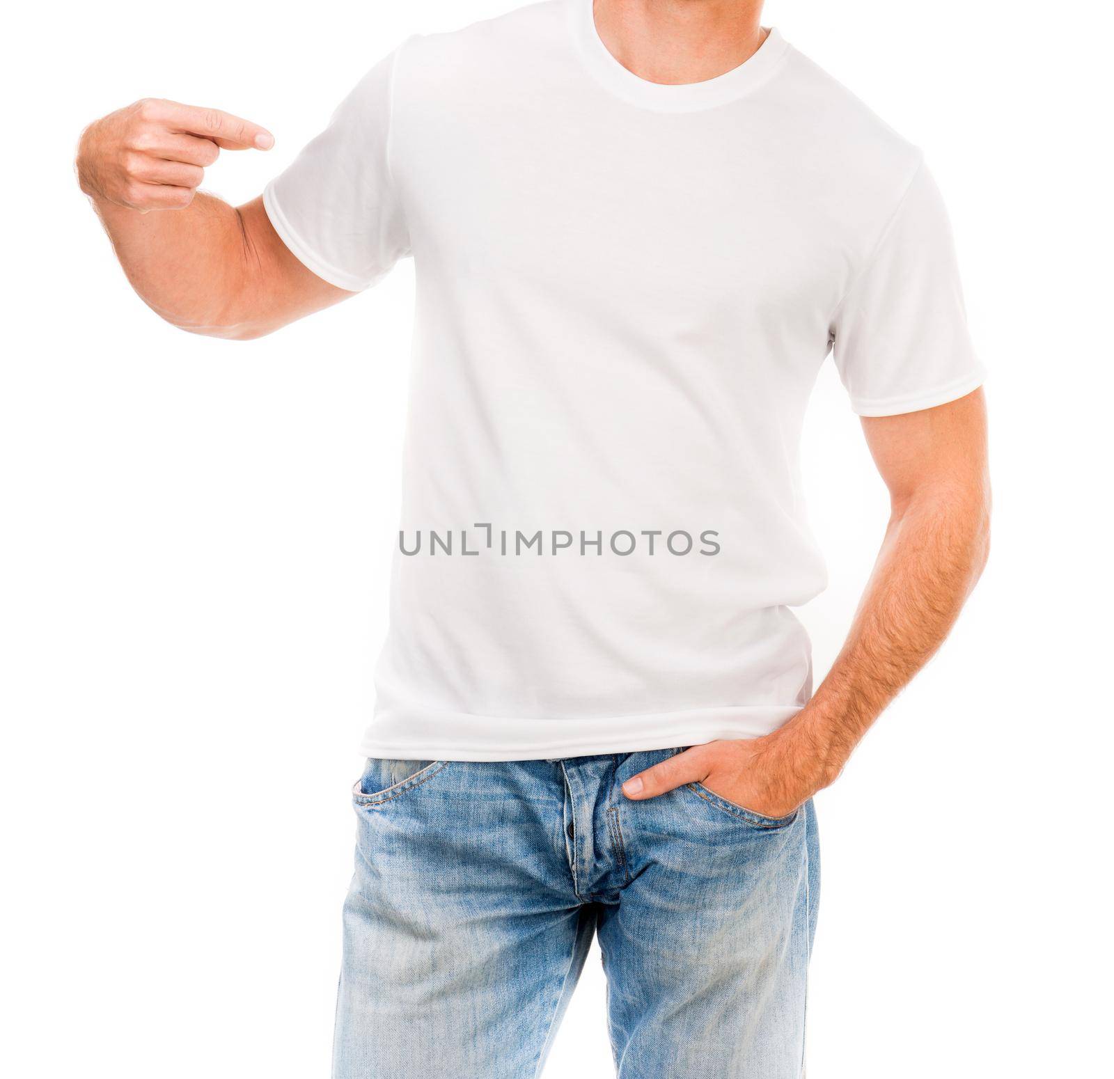 white t shirt on a young man by GekaSkr