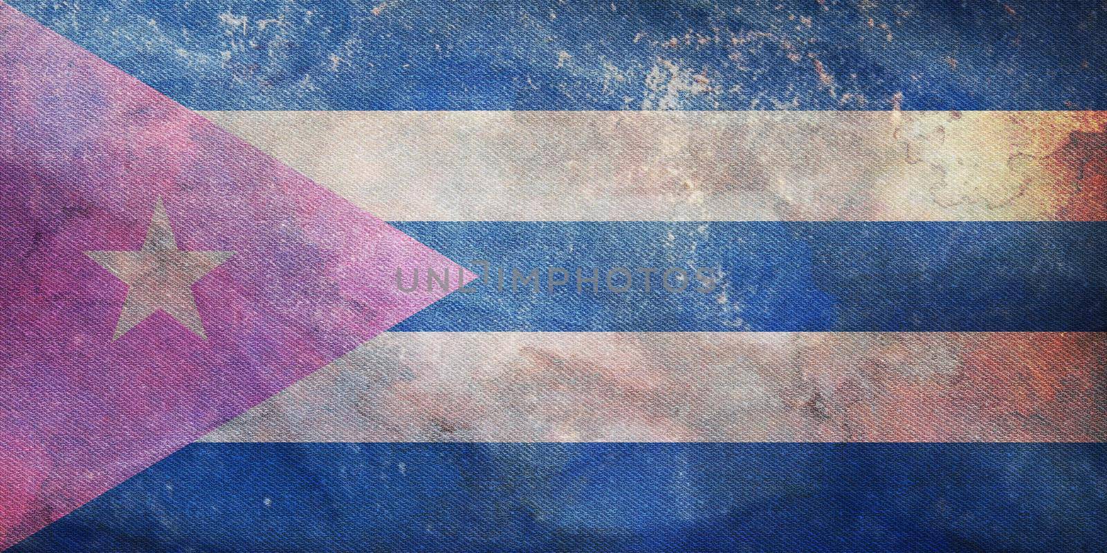 Top view of retro flag of Bisexual, Cuba with grunge texture, no flagpole. Plane design, layout. Flag background. Freedom and love concept. Pride month. activism, community and freedom by ErmolenkoMaxim