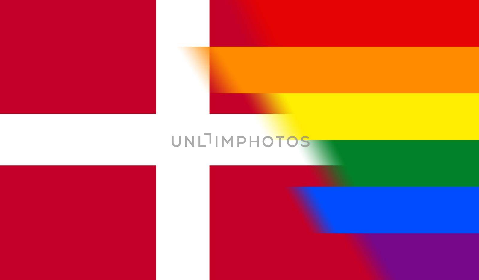 Top view of national lgbt flag of denmark, no flagpole. Plane design, layout, Flag background. Freedom and love concept, Pride month. activism, community and freedom by ErmolenkoMaxim