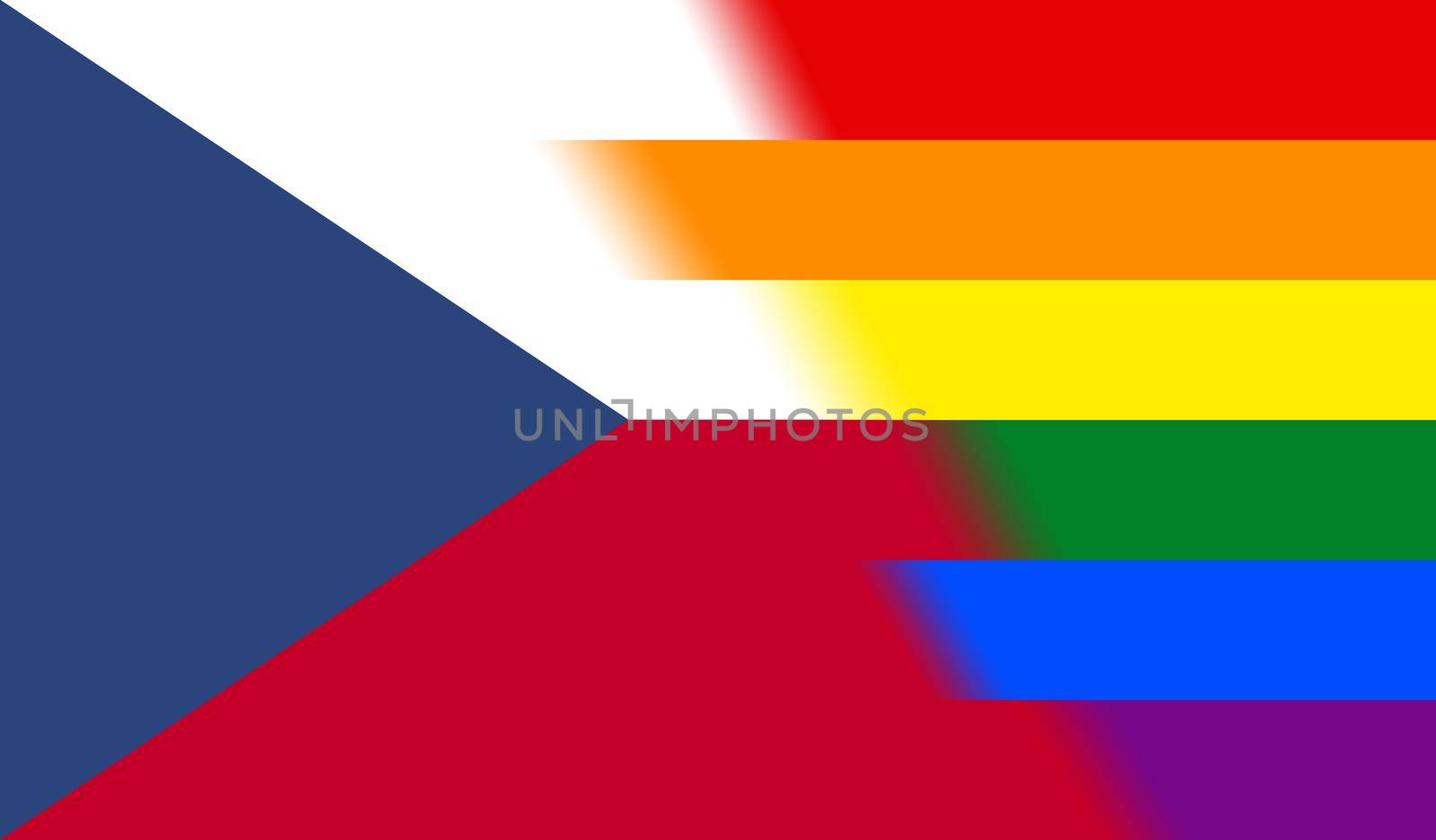 Top view of national lgbt flag of Czech Republic, no flagpole. Plane design, layout, Flag background. Freedom and love concept, Pride month. activism, community and freedom by ErmolenkoMaxim