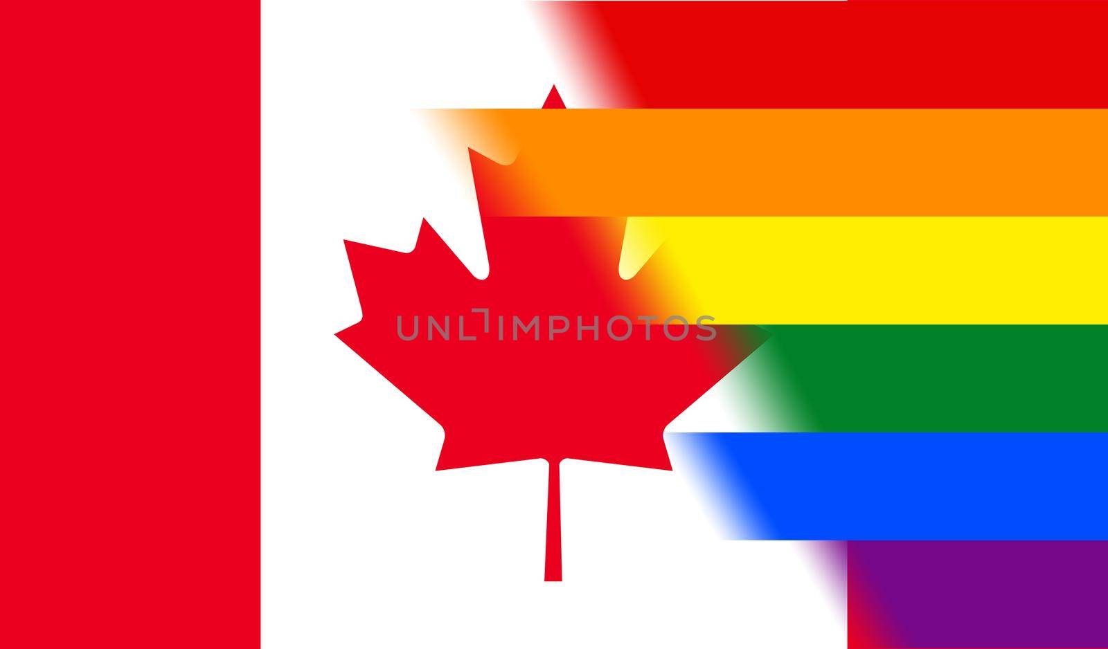 Top view of national lgbt flag of Canada, no flagpole. Plane design, layout. Flag background. Freedom and love concept, Pride month. activism, community and freedom