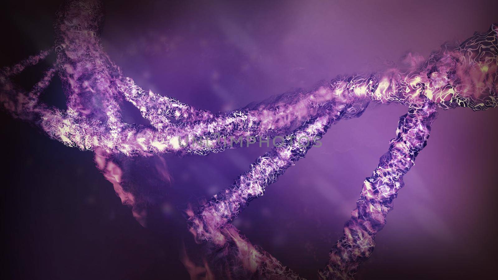 Three-dimensional DNA strand in virtual space, 3D render. by ConceptCafe