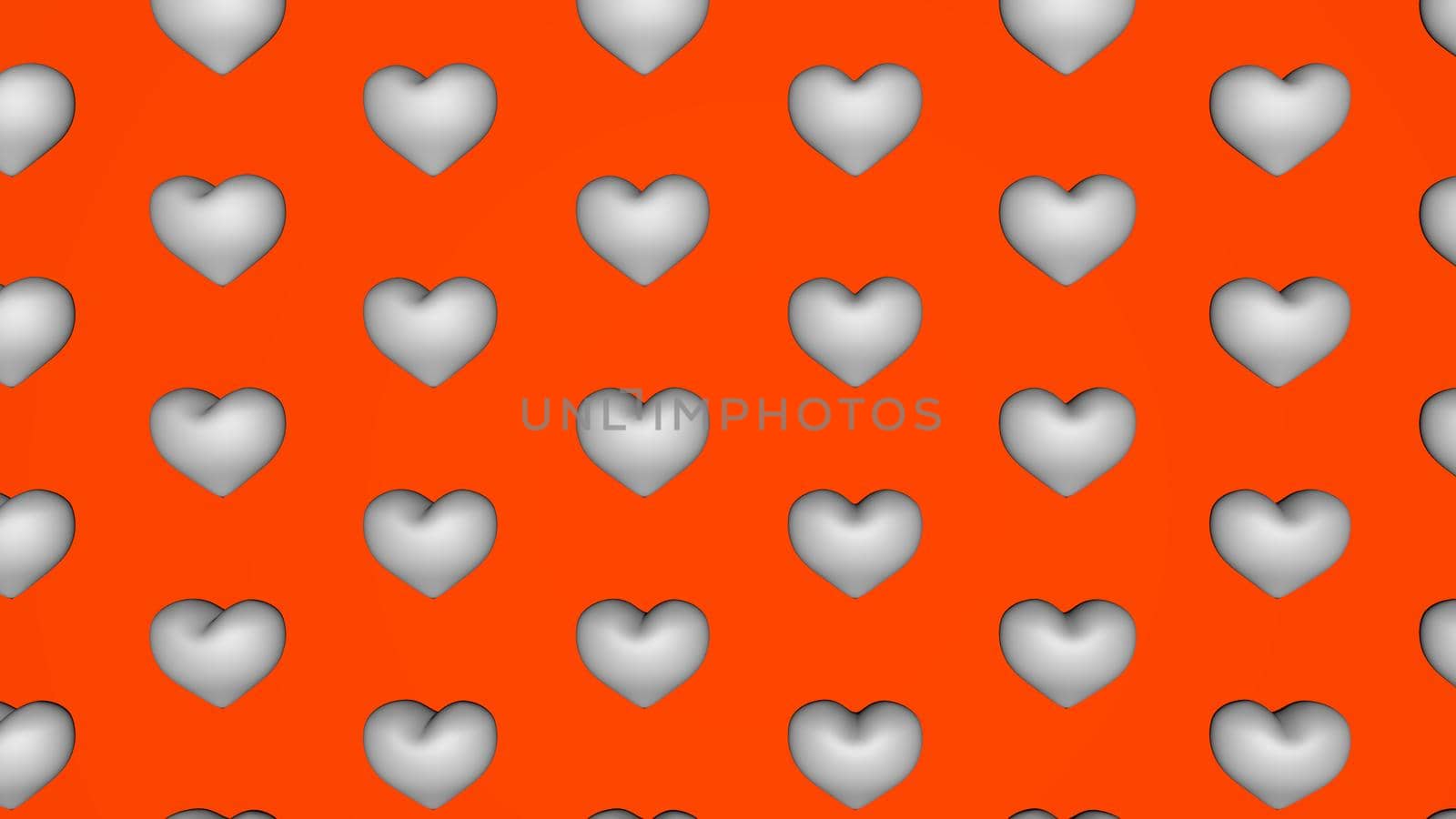 Bright background with hearts, declaration of love. 3D rendering.