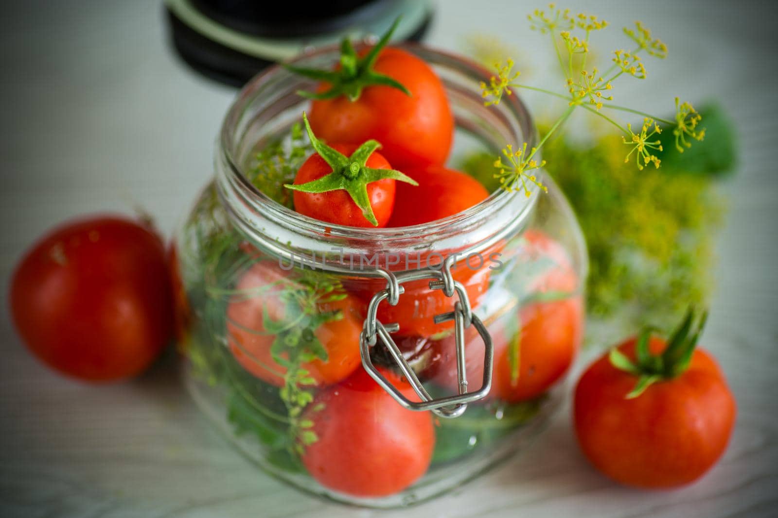 fresh natural tomatoes with spices prepared for conservation