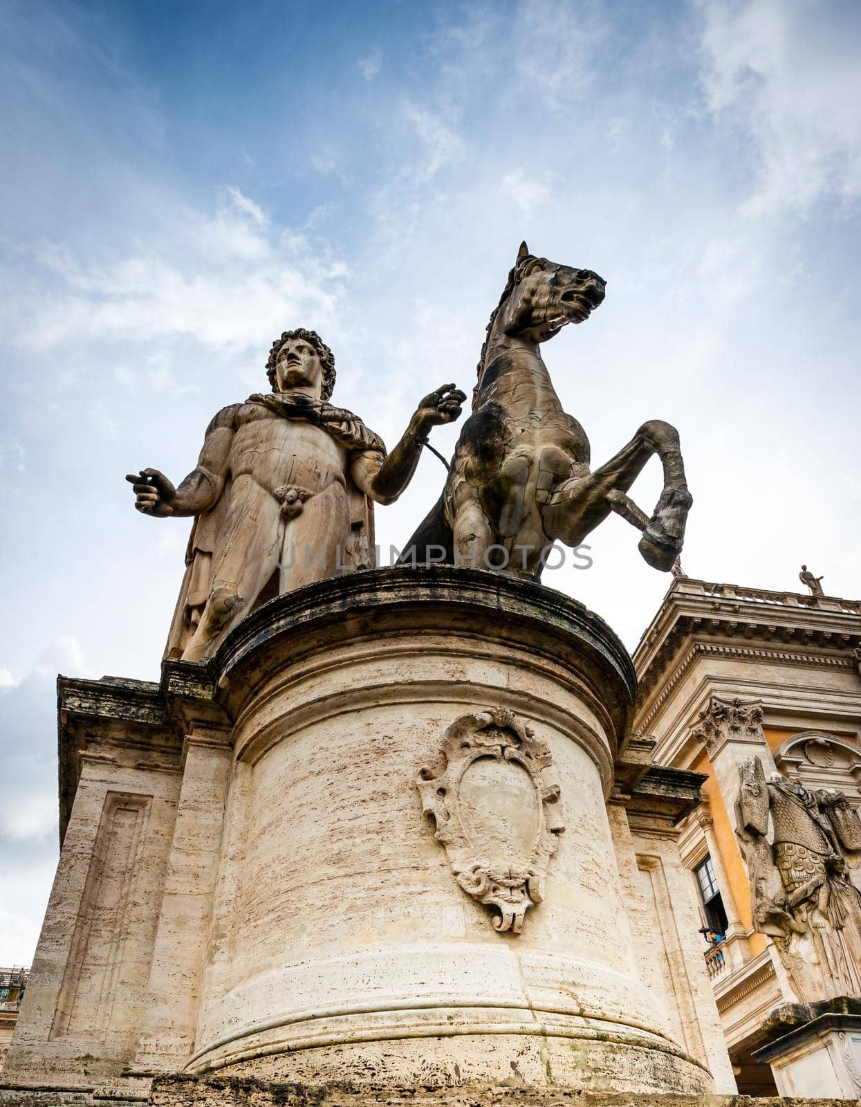 Rome, Italy - November 17, 2014: Statue un a Piazza del Campidoglio in Roma, Italy