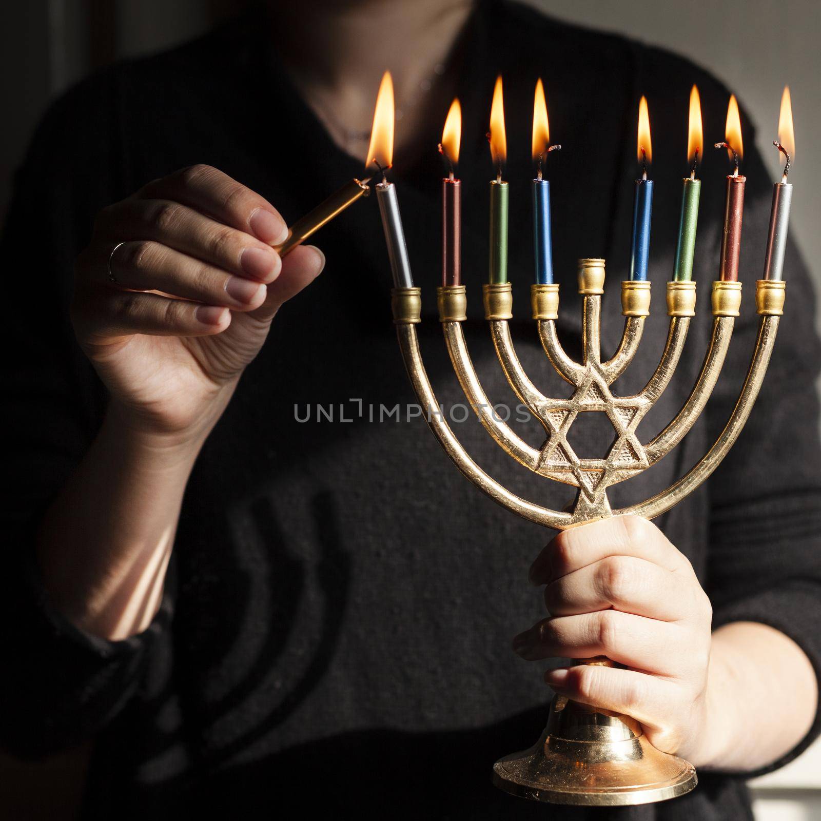 jewish candlestick holder with candles by Zahard