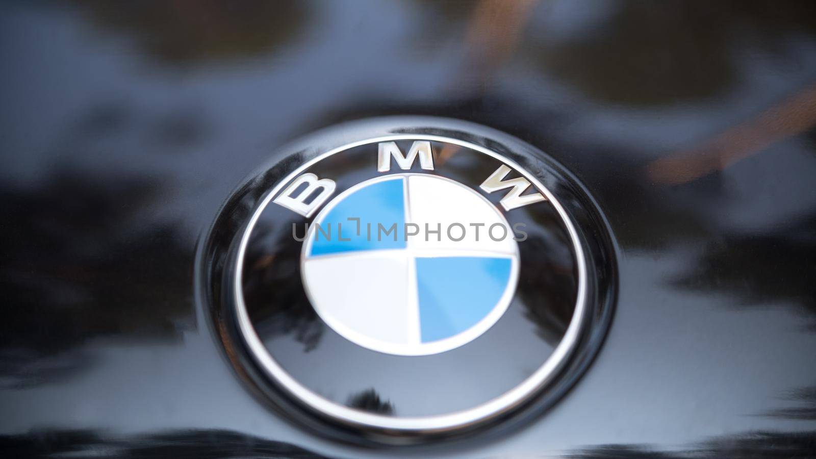 Kazan, RUSSIA july 2017: Sign of a BMW logo on black car - popular luxury sport car by Studia72