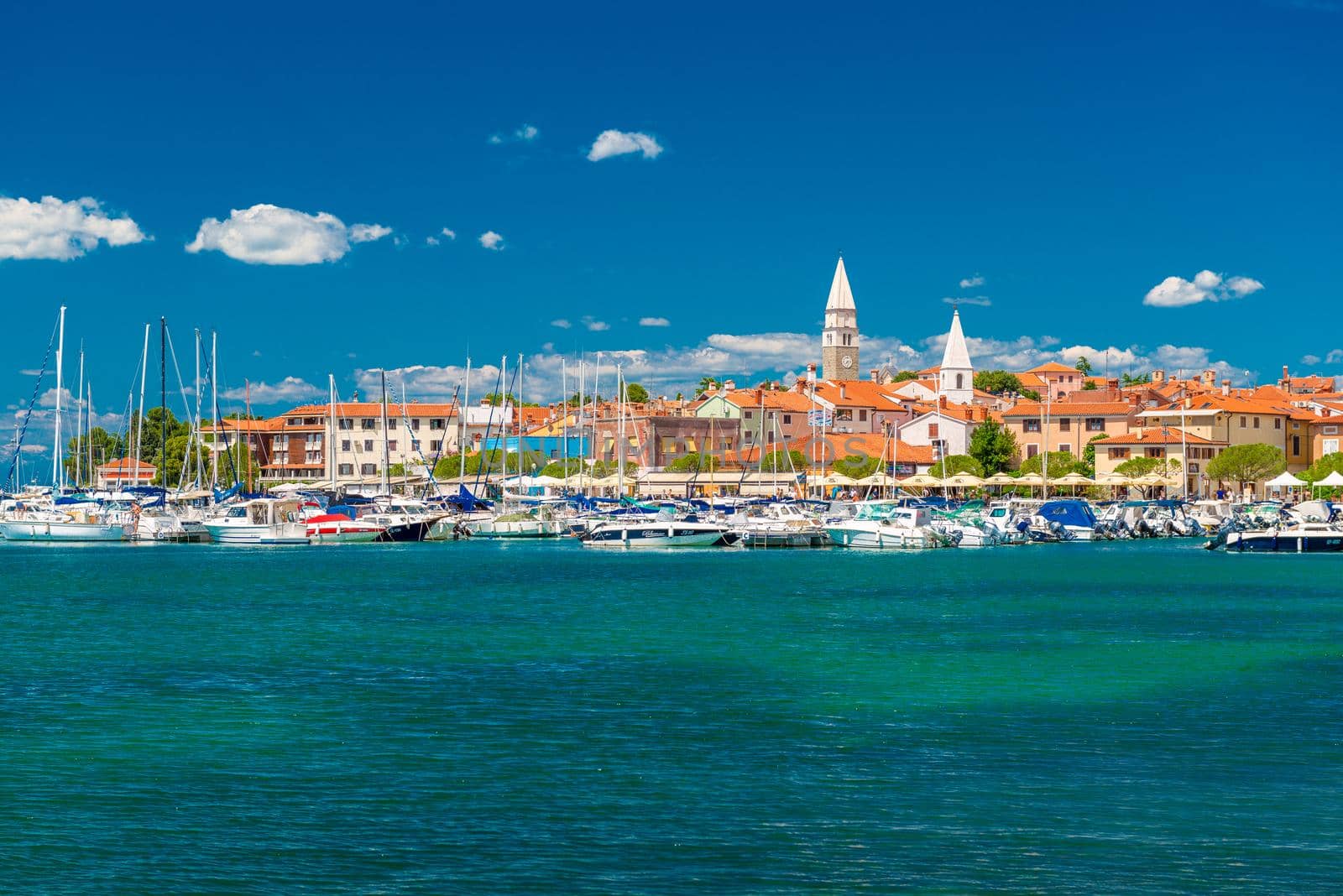 Izola - June 2020, Slovenia: Beautiful cityscape of Izola on a hot summer day