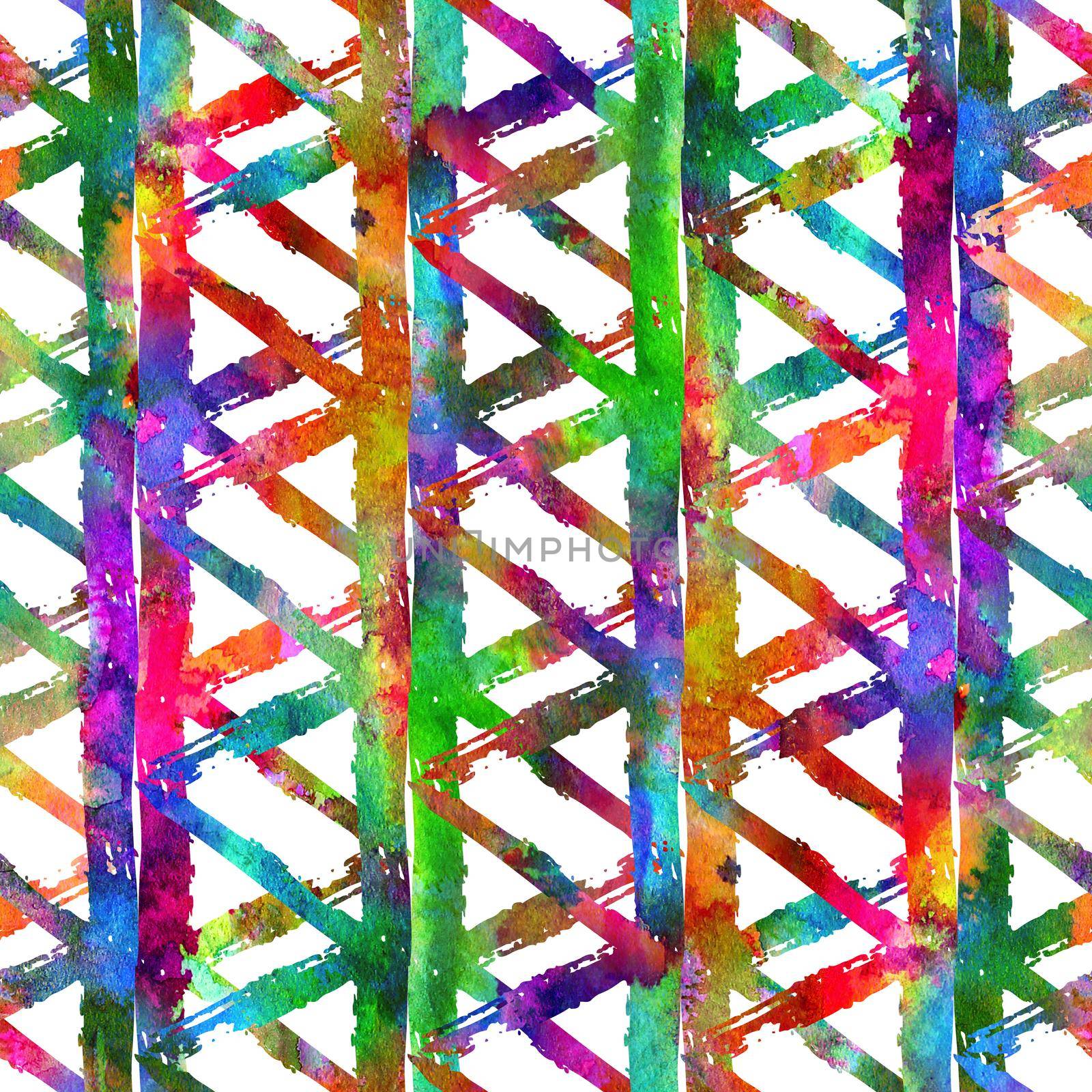 Brush Stroke Geometric Grung Pattern Seamless in Rainbow Color Background. Gunge Collage Watercolor Texture for Teen and School Kids Fabric Prints Grange Design with line by DesignAB