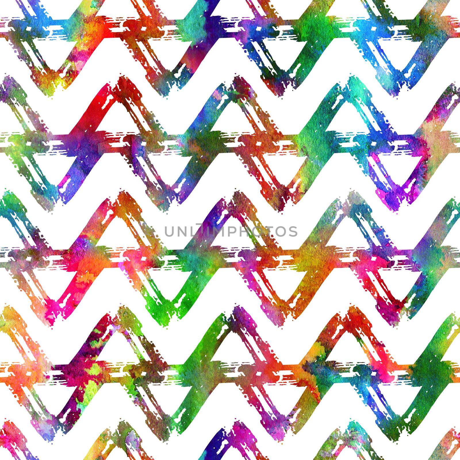 Brush Stroke Geometric Grung Pattern Seamless in Rainbow Color Background. Gunge Collage Watercolor Texture for Teen and School Kids Fabric Prints Grange Design with line by DesignAB