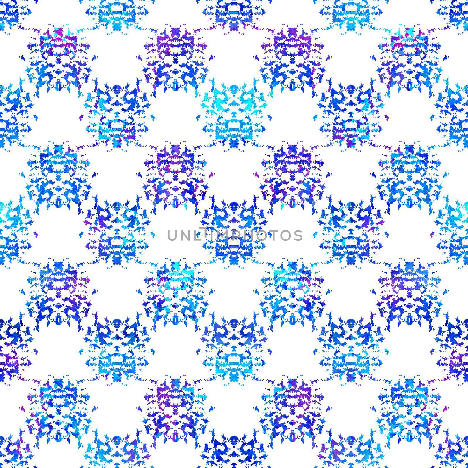 Brush Stroke Geometric Grung Pattern Seamless in Blue Color Background. Gunge Collage Watercolor Texture for Teen and School Kids Fabric Prints Grange Design with lines.