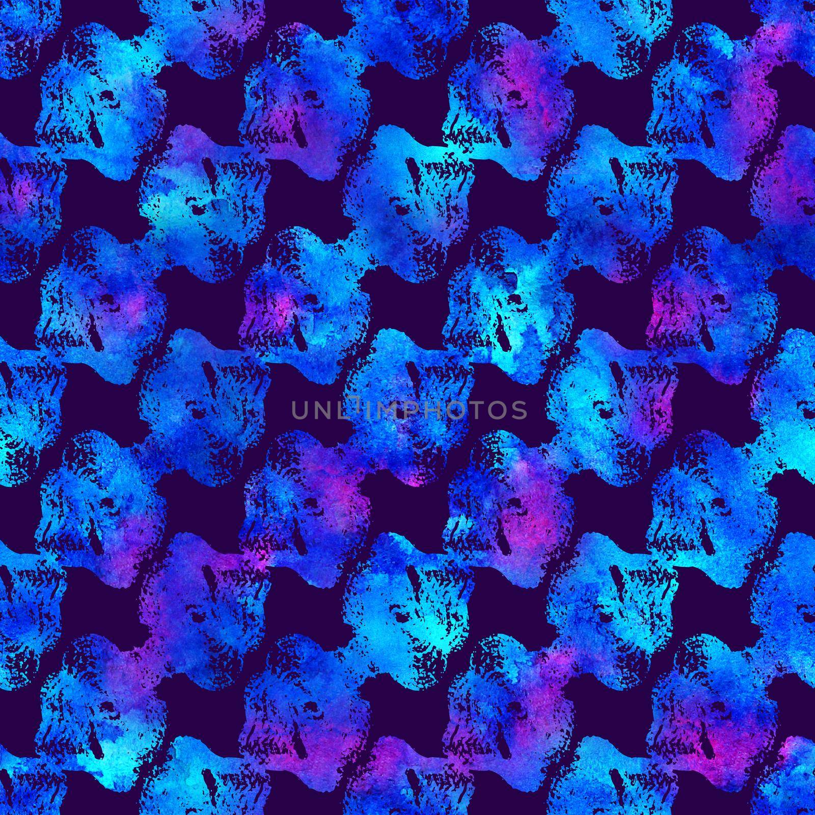 Brush Stroke Geometric Grung Pattern Seamless in Blue Color Background. Gunge Collage Watercolor Texture for Teen and School Kids Fabric Prints Grange Design with lines by DesignAB