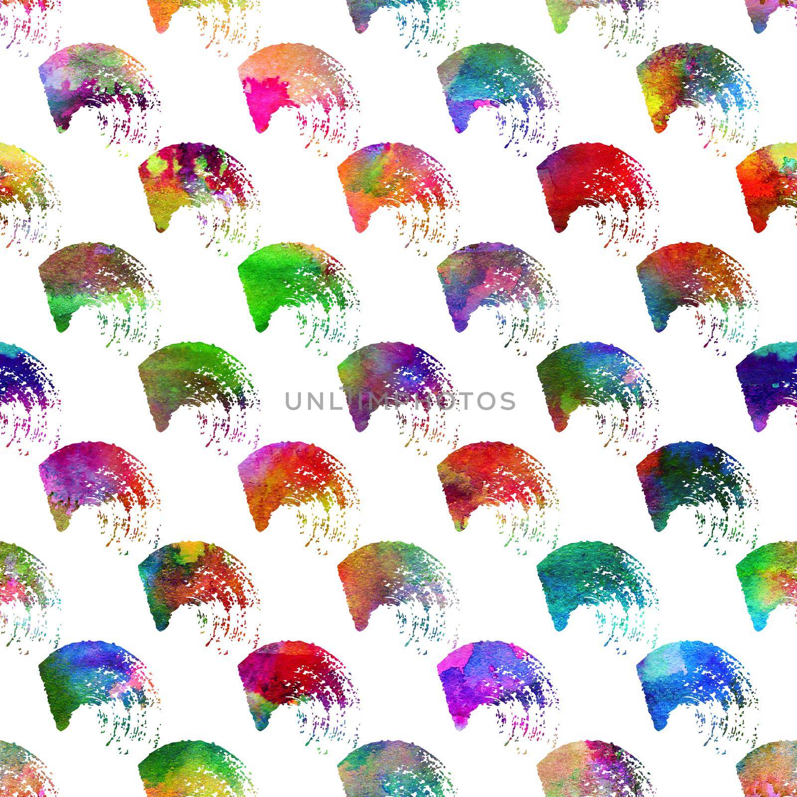 seamless pattern with brush stripes and strokes wave swirl. Rainbow color on white background. Hand painted grange texture. Ink geometric elements. Surface simple kid style. Repeat fabric print. by DesignAB