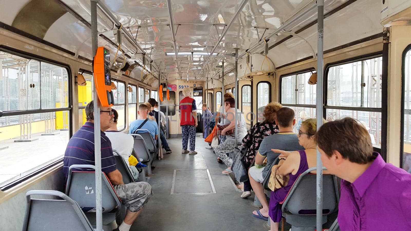 Ukraine, Kiev - September 8, 2019: Passengers on the tram by Roshchyn