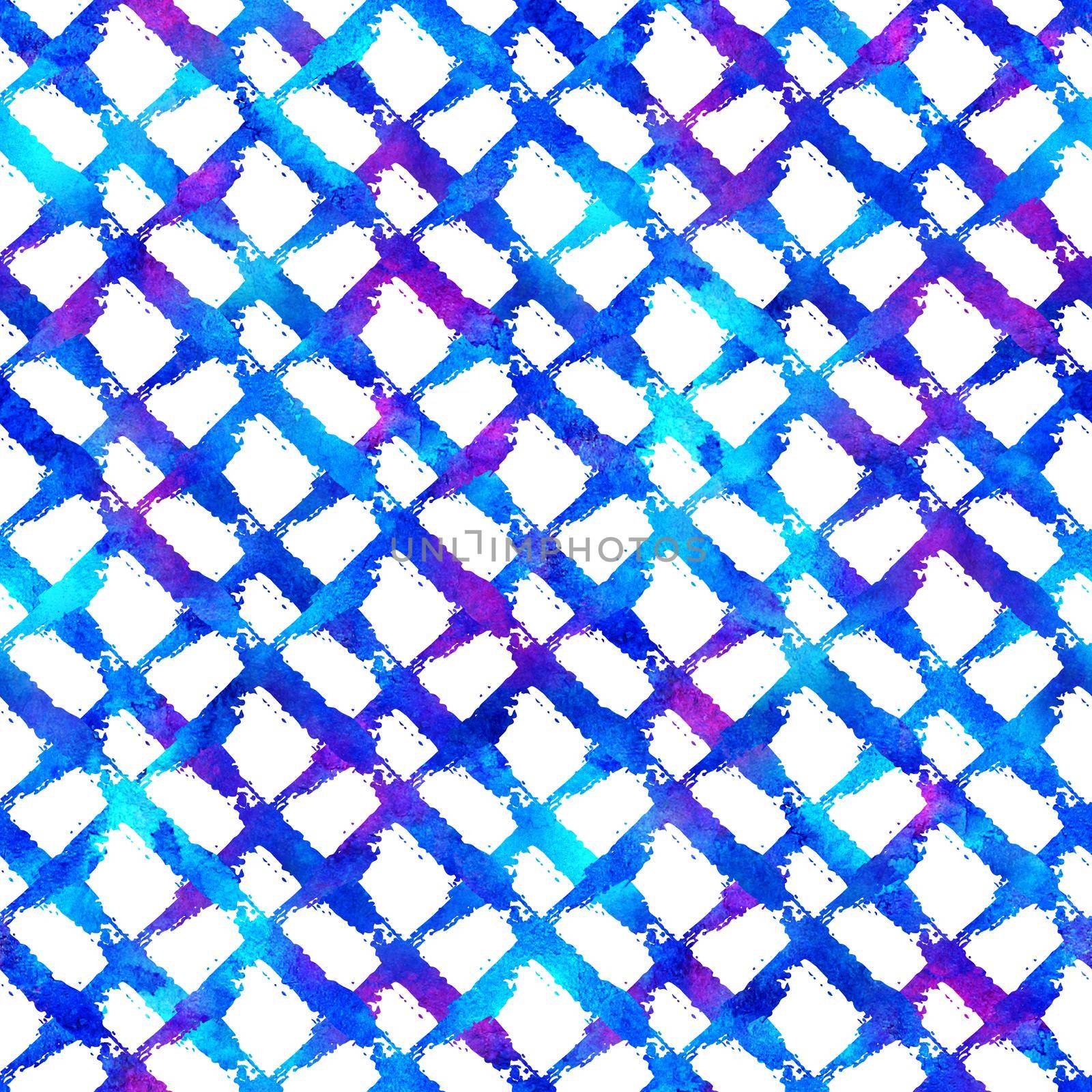 Brush Stroke Plaid Geometric Grung Pattern Seamless in Blue Color Check Background. Gunge Collage Watercolor Texture for Teen and School Kids Fabric Prints Grange Design with lines by DesignAB