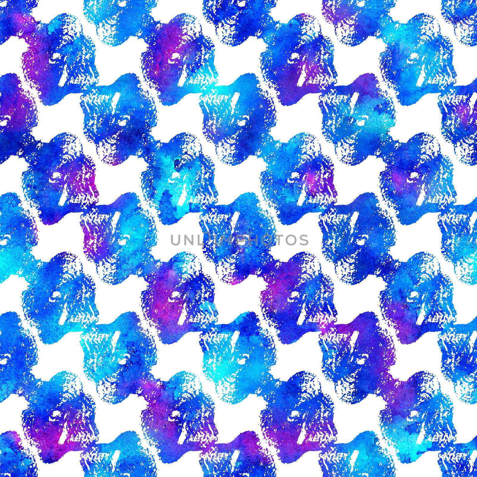 Brush Stroke Geometric Grung Pattern Seamless in Blue Color Background. Gunge Collage Watercolor Texture for Teen and School Kids Fabric Prints Grange Design with lines by DesignAB