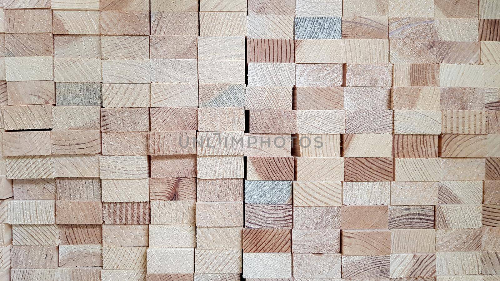 Wood texture background. Lumber industrial wood texture. End end made from machined wooden beam. Glued pine timber beams for wooden windows closeup.