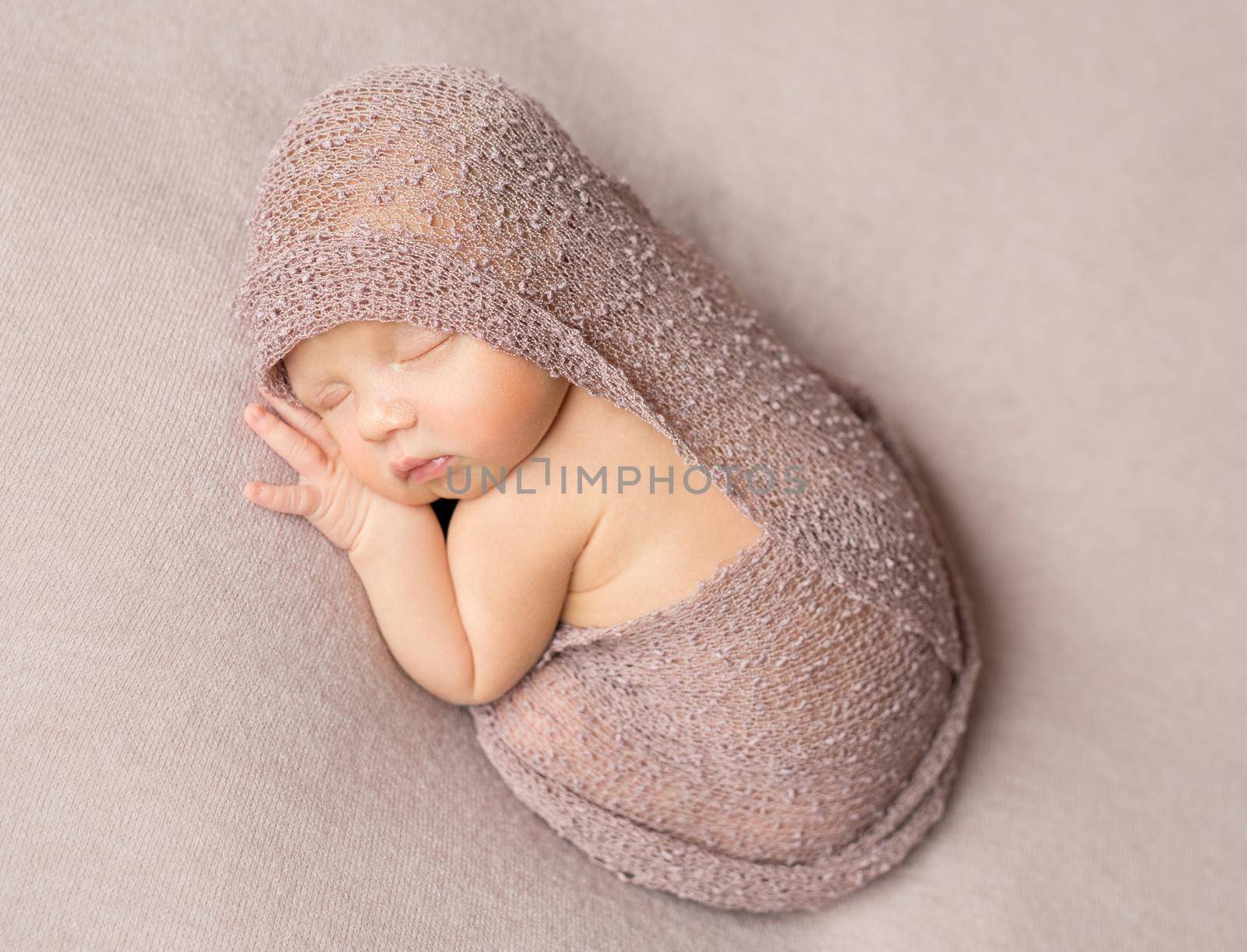 sweet sleeping newborn girl covered with shawl by tan4ikk1