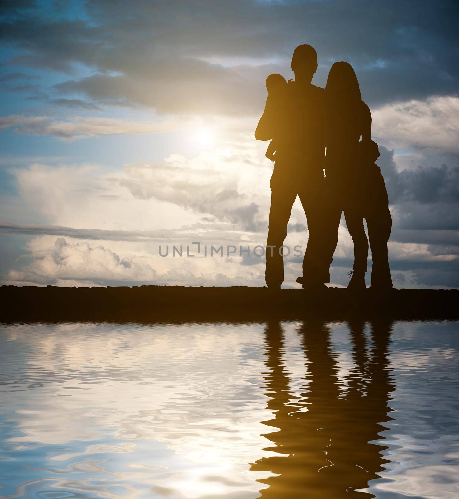 happy smiling family isolated on white background