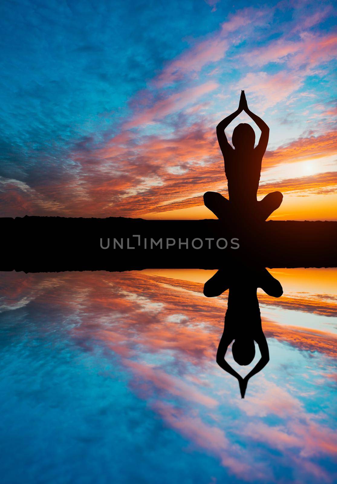 Sunset yoga woman by tan4ikk1