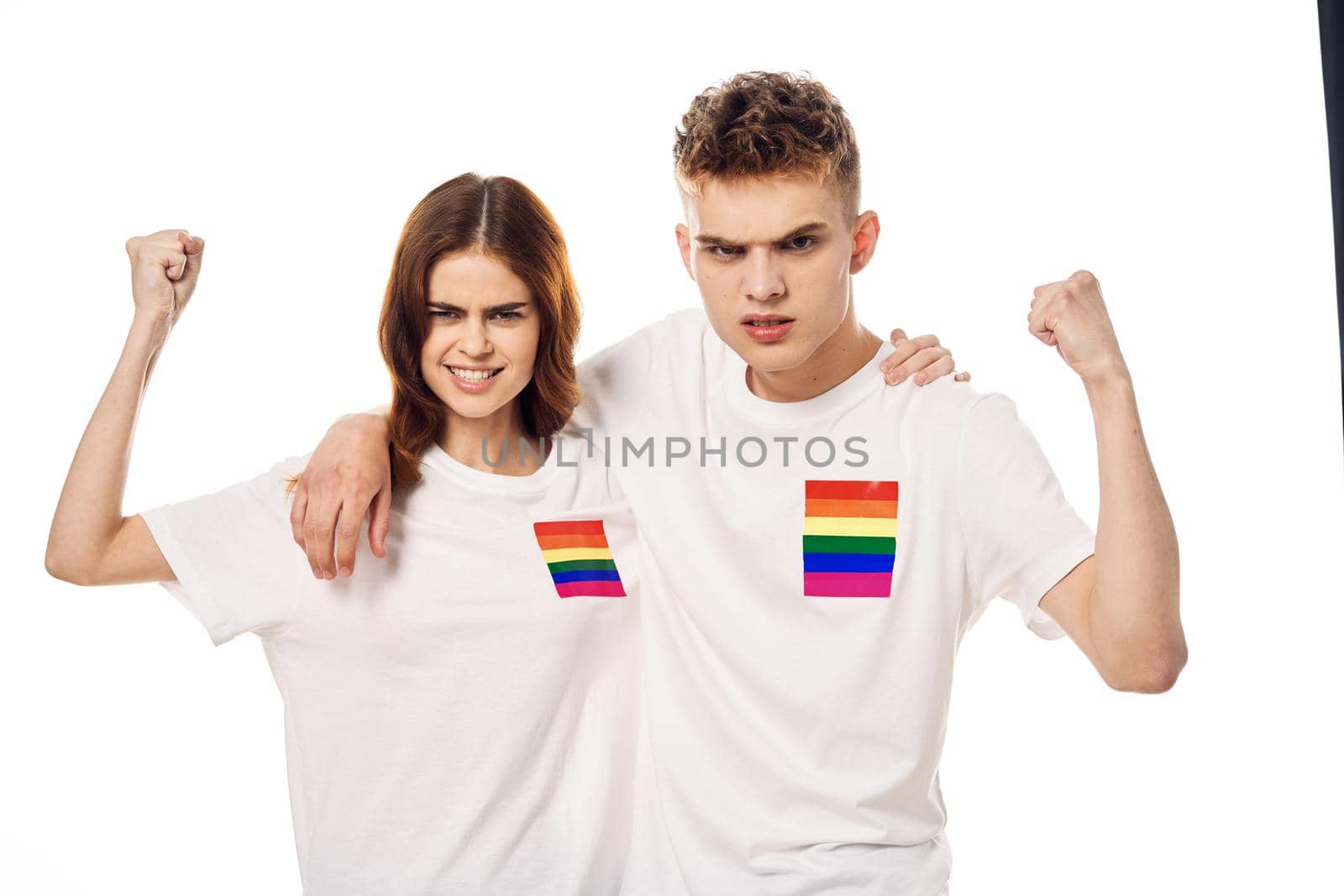 couple Flag lgbt transgender sexual minorities light background. High quality photo