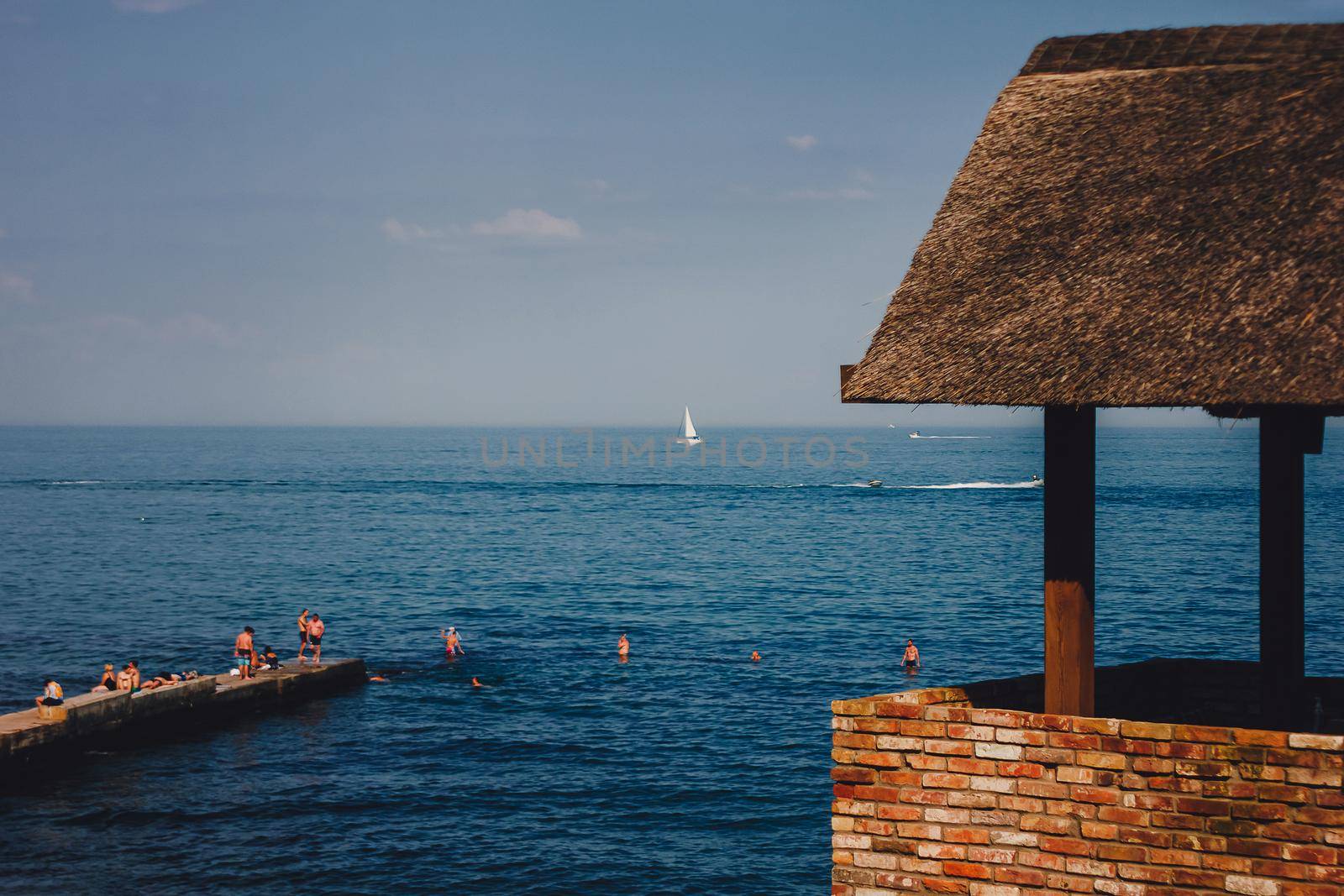Panorama. Modern luxury villa on the beach by mmp1206