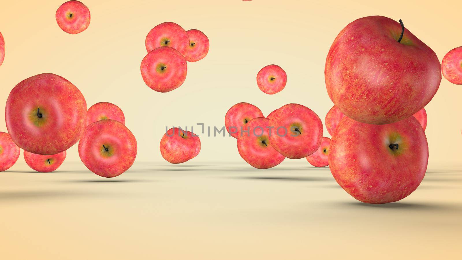 Fruit mix, animated fruit movement, 3D rendering by TIS