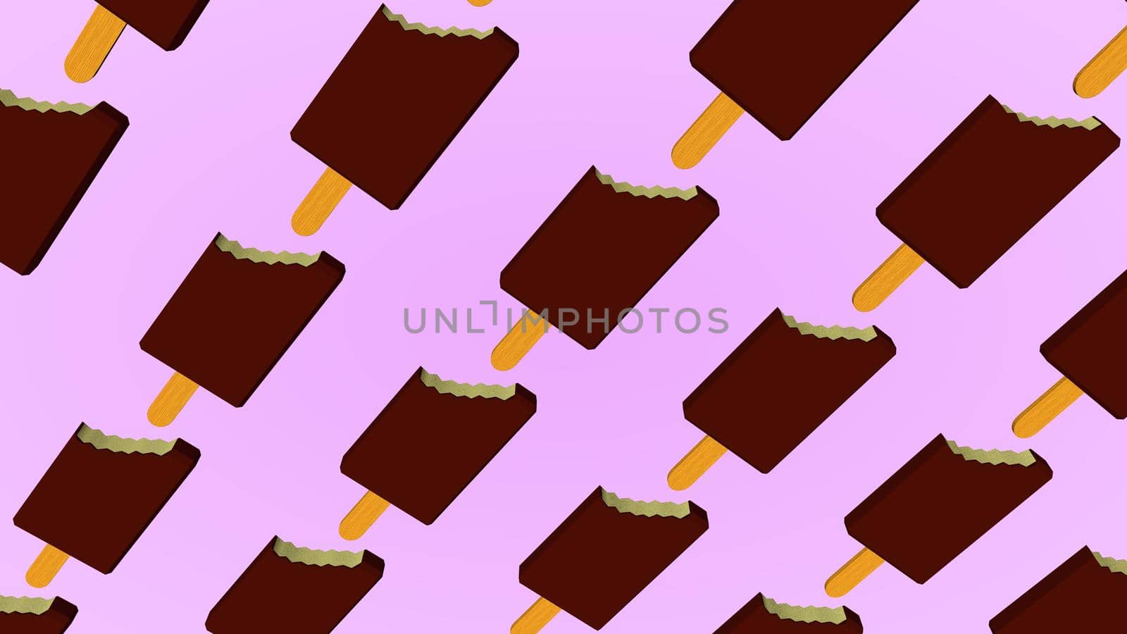 Ice-Cream Pattern. Chocolate ice cream. 3D rendering by TIS