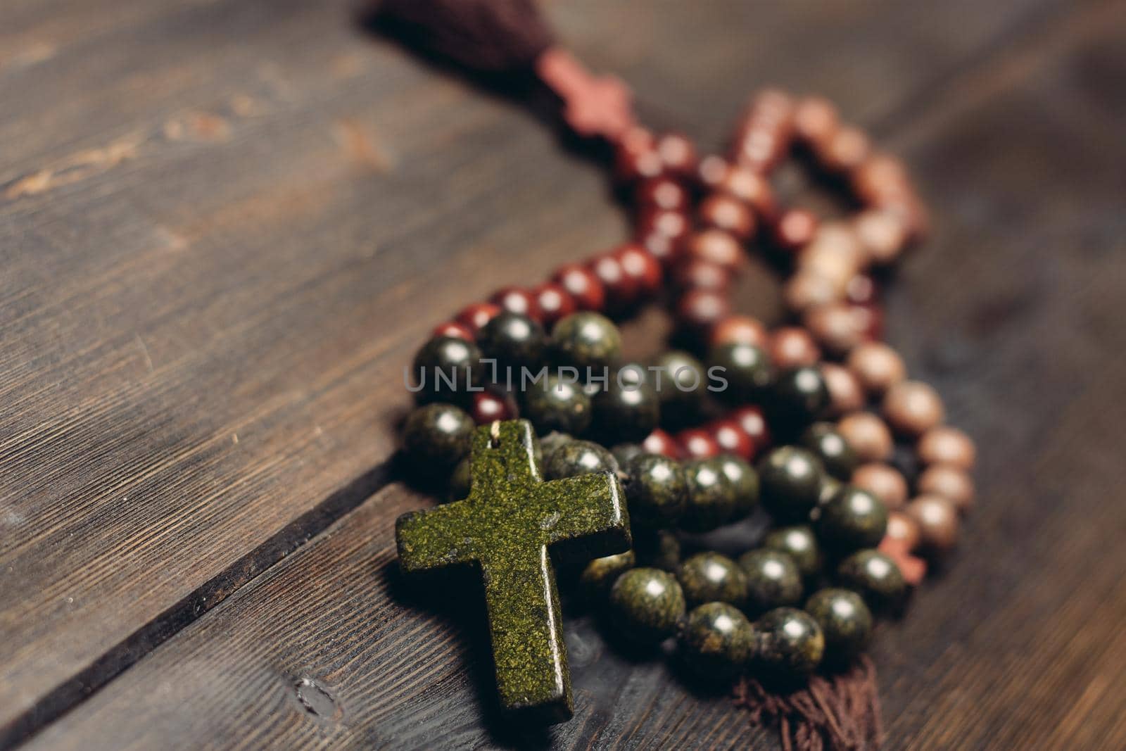 Orthodox cross with beads clear religion catholicism. High quality photo