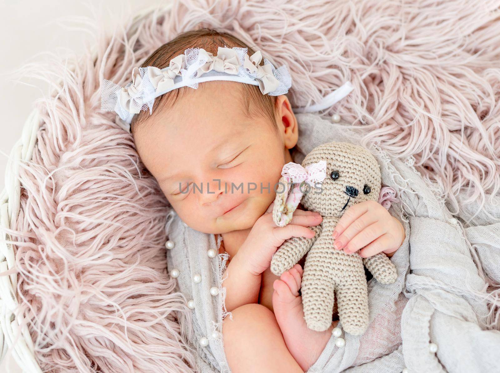 newborn baby sleeping in the basket by tan4ikk1