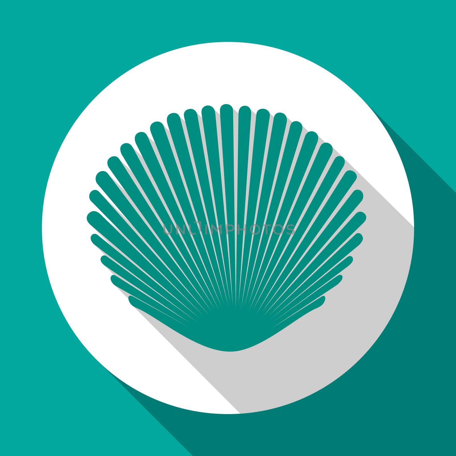 Seashell flat icon with long shadow. Flat design style. Raster version.