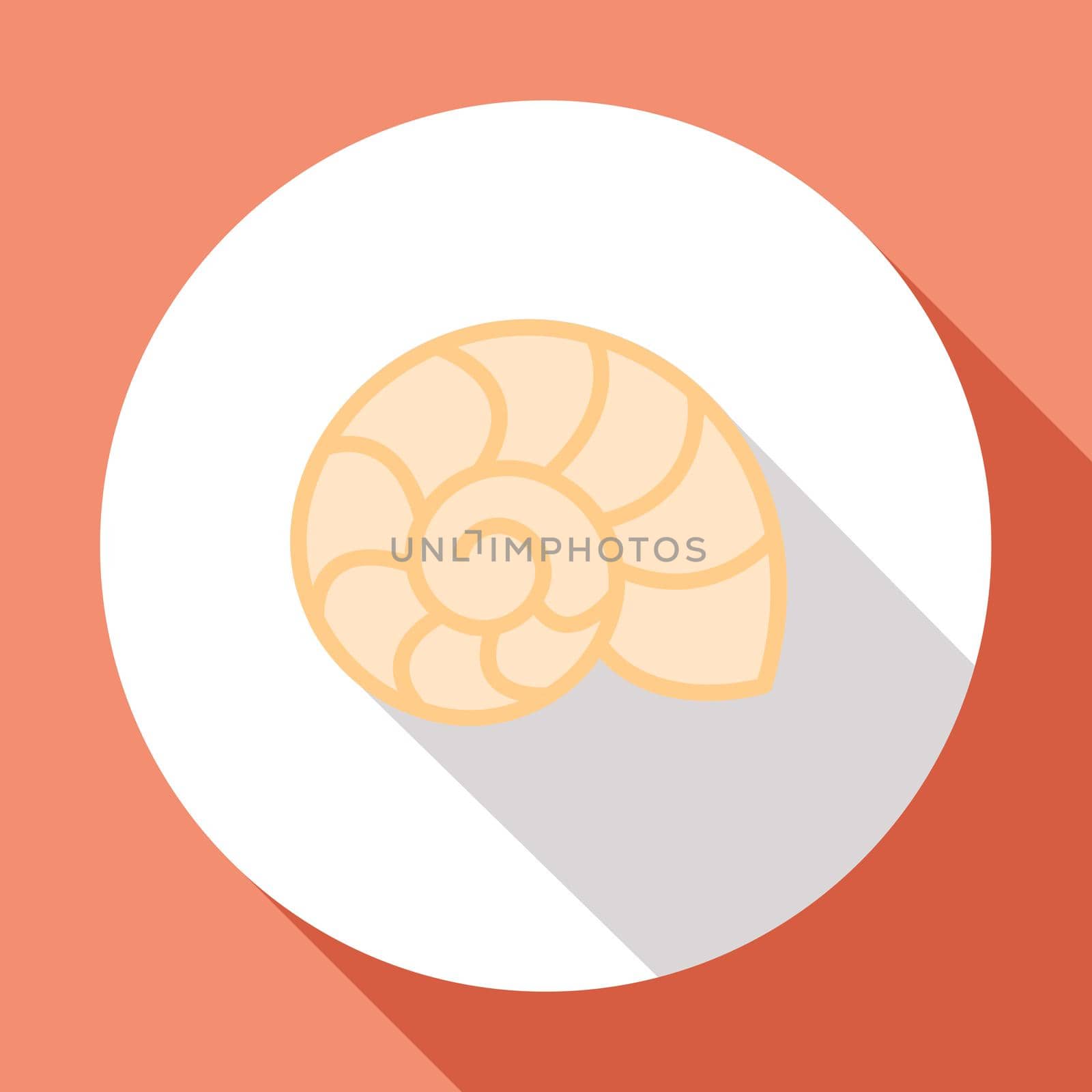 Seashell. Flat icon with long shadow. Flat design. illustration. .