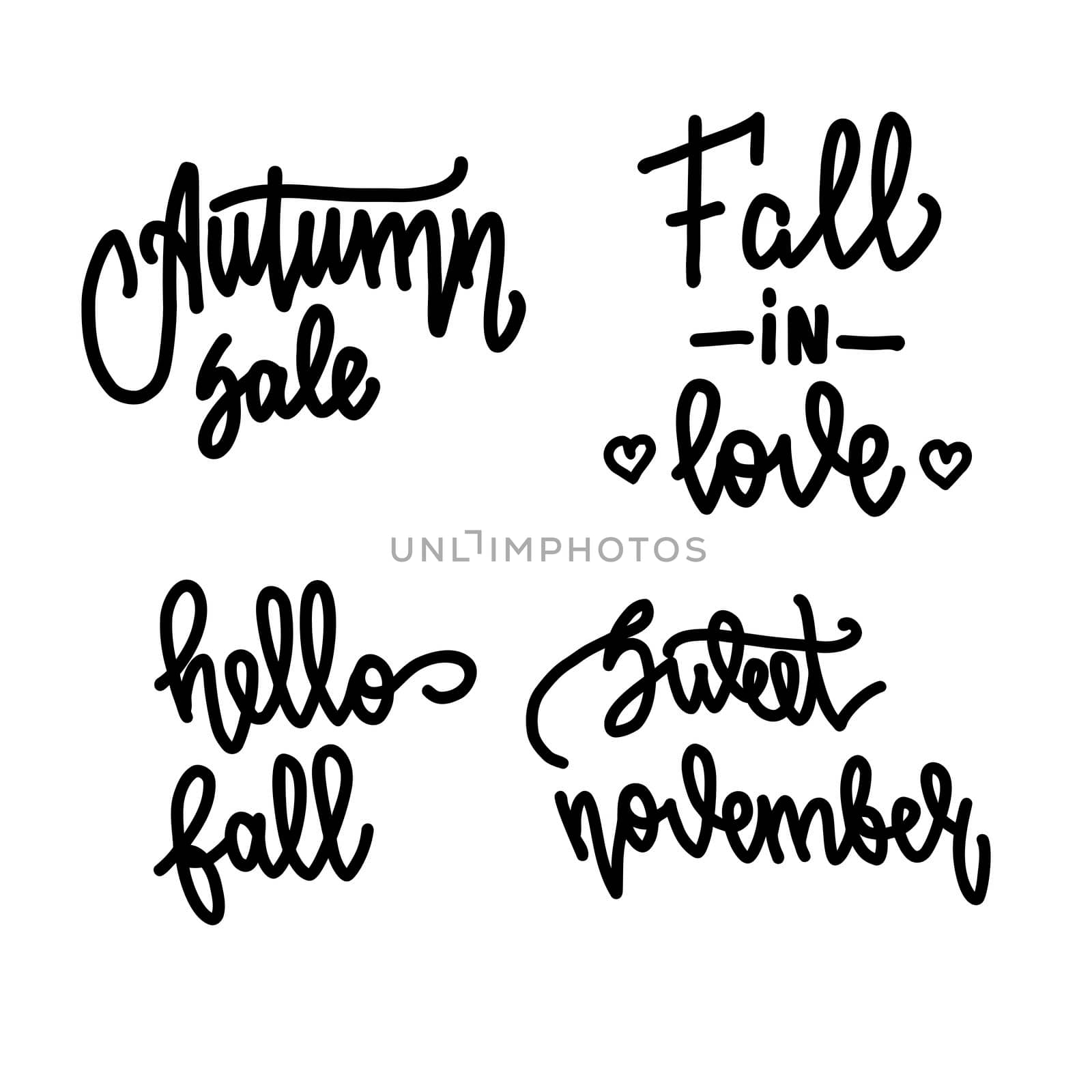 Set of autumn lettering isolated on white background. illustration for posters, cards and much more.