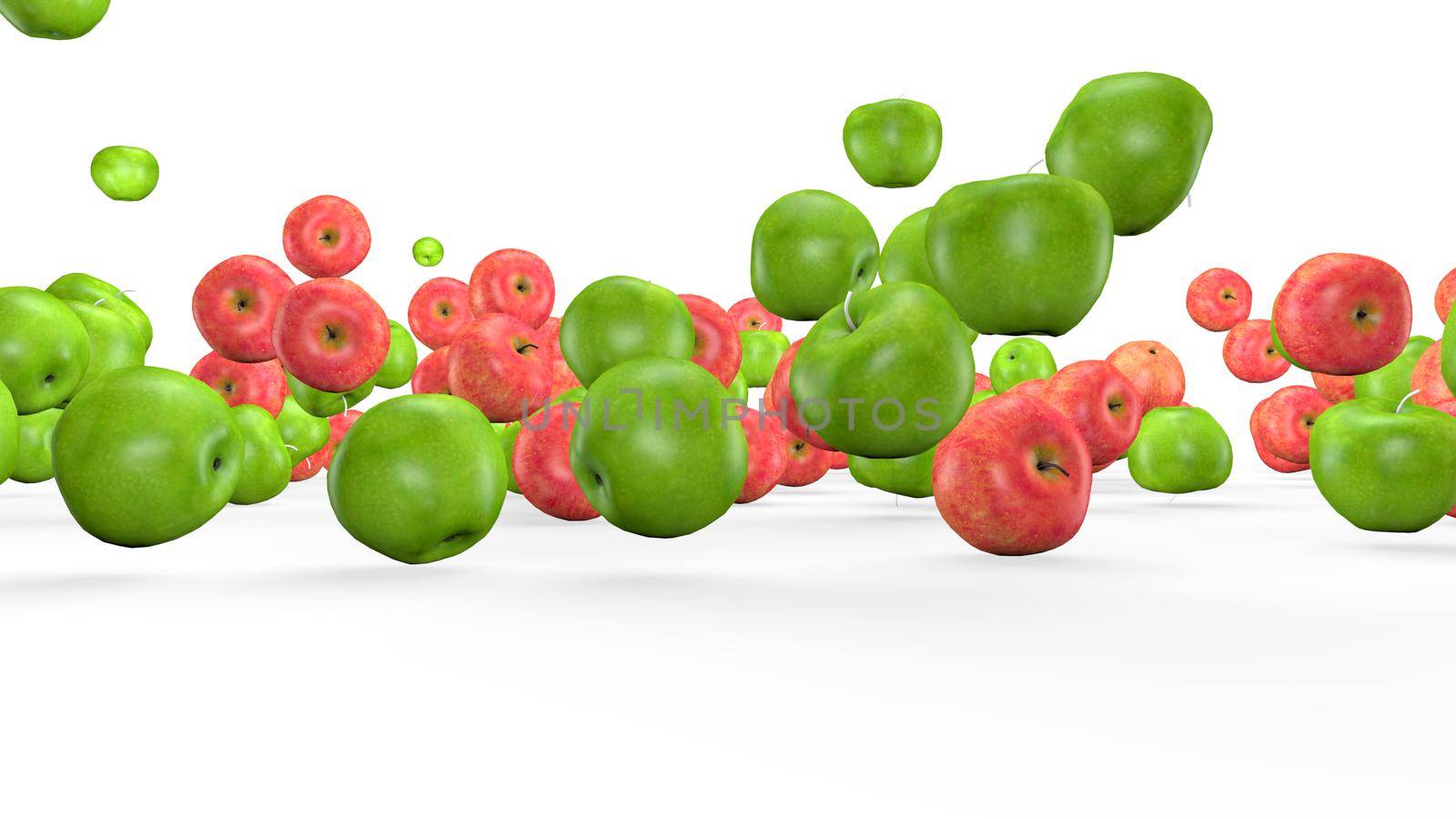 Fruit mix, animated fruit movement, 3D rendering.