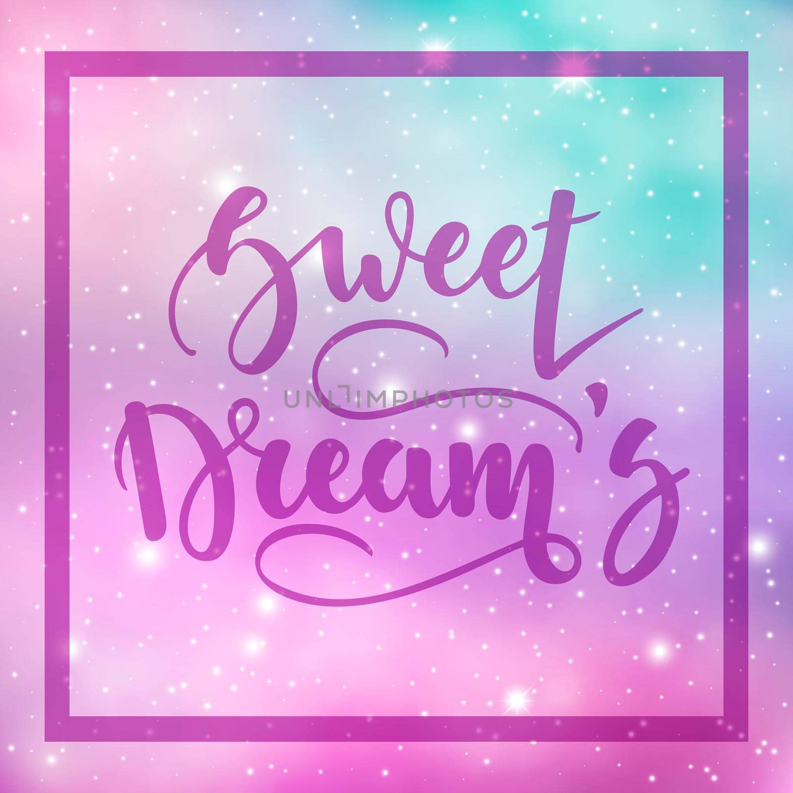 Sweet Dreams. Inspirational and motivational handwritten lettering on a background of the night starry sky. Can be used for posters, cards and other items. ilustration.10.