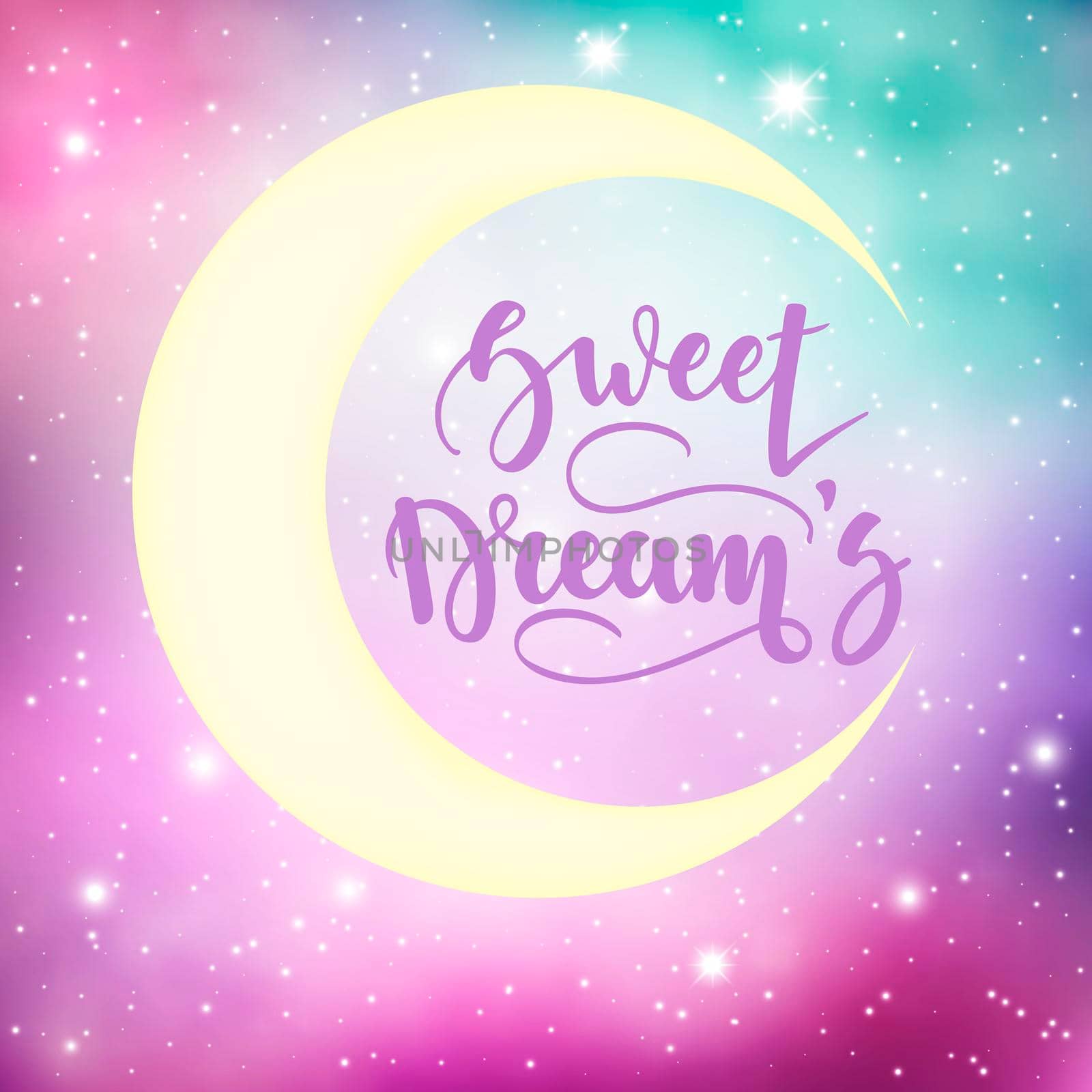 Sweet Dreams. Inspirational and motivational handwritten lettering on a background of the night starry sky. Can be used for posters, cards and other items. ilustration.10.