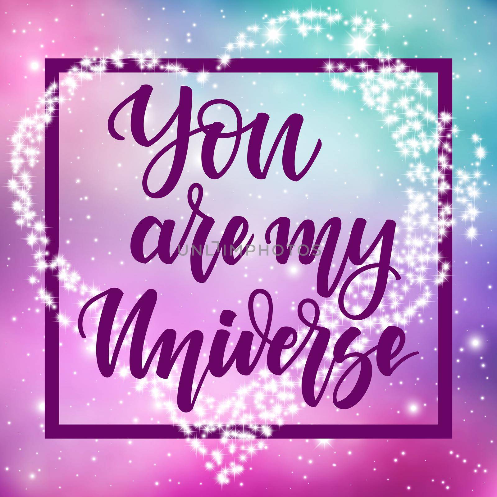 Hand written lettering I love you on spase background for posters, banners, flyers, stickers, cards for Valentine's Day and more. illustration. .