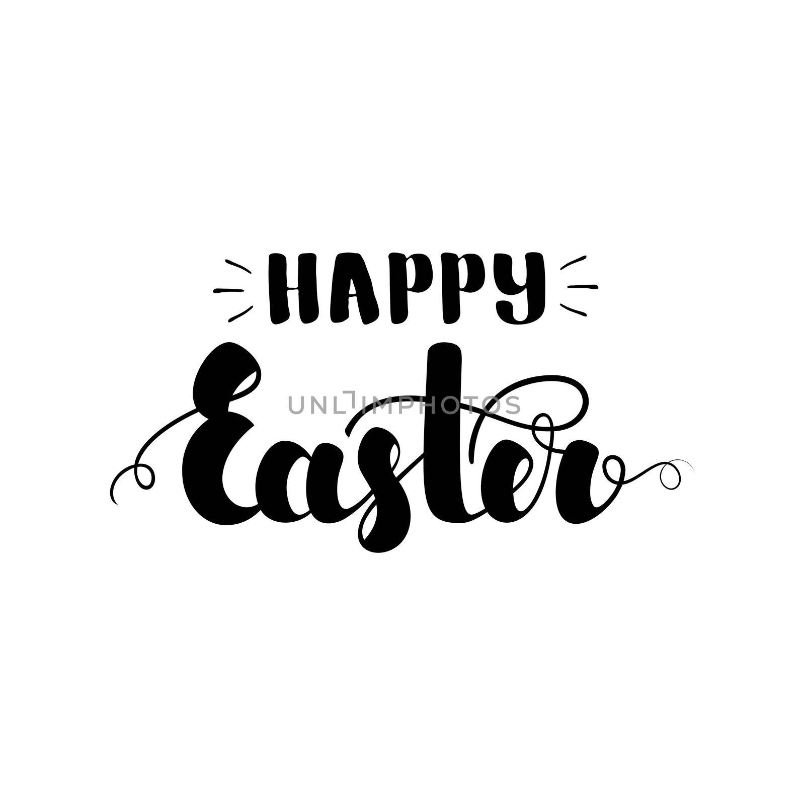 Happy Easter. Hand lettering isolated on white background. illustration for cards, posters and much more.