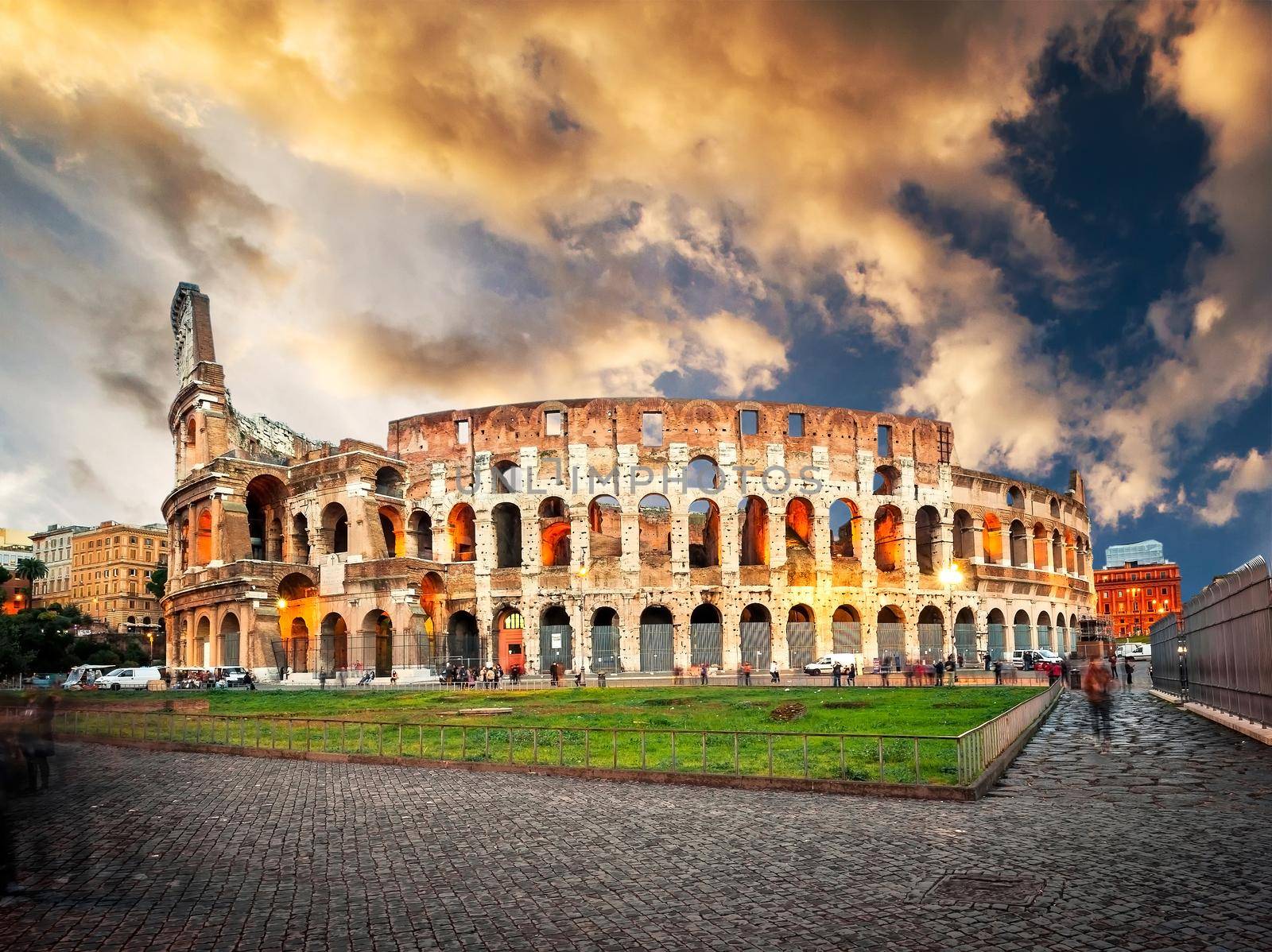 Evening Colosseum is one of Rome's most popular tourist attractions, Italy