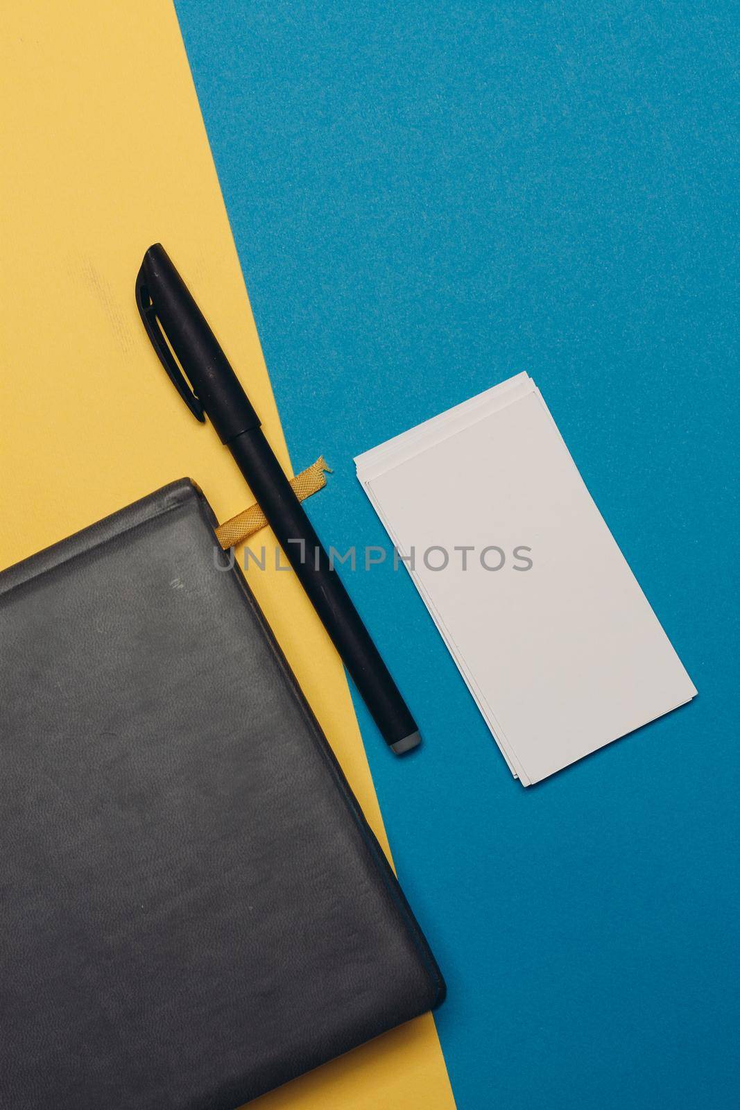 black Notepad business cards Coffee Space office business. High quality photo