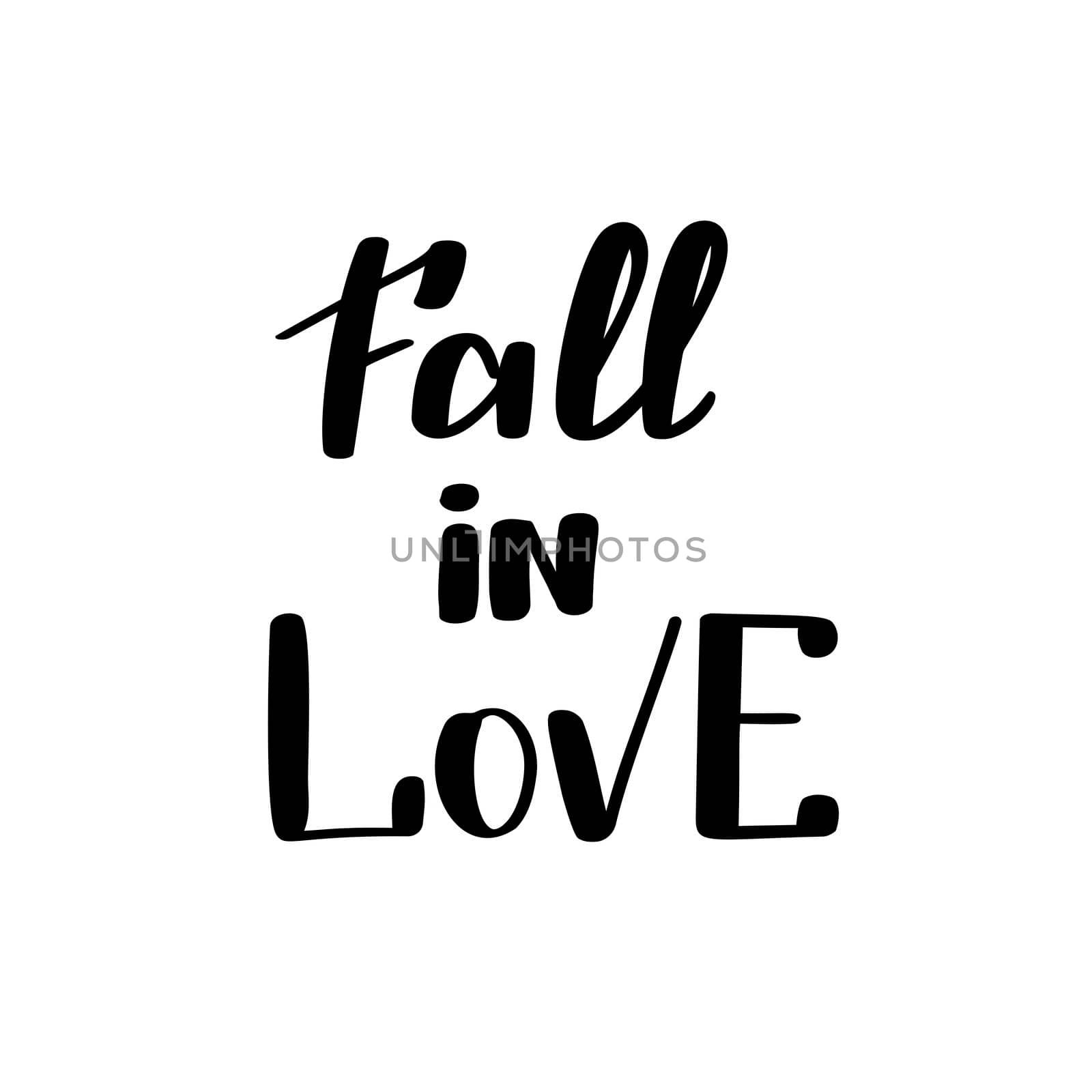 Fall in love. Handwritten lettering isolated on white background. illustration for posters, cards and much more.